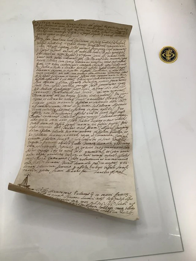 Hieronymus Patronus - Rare notarial deed on parchment...