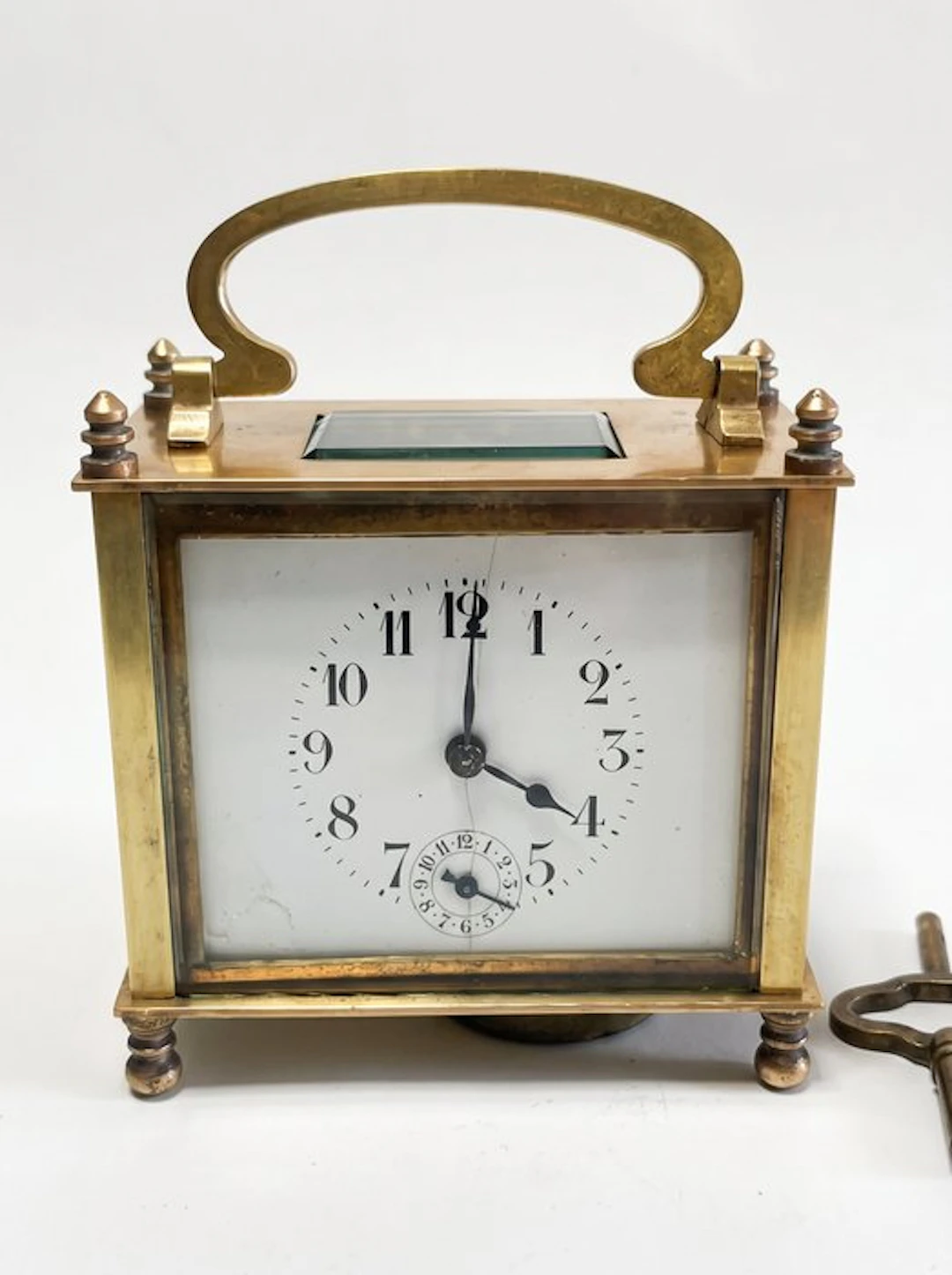 Carriage clock, Alarm clock - Brass, Glass - 1910-1920