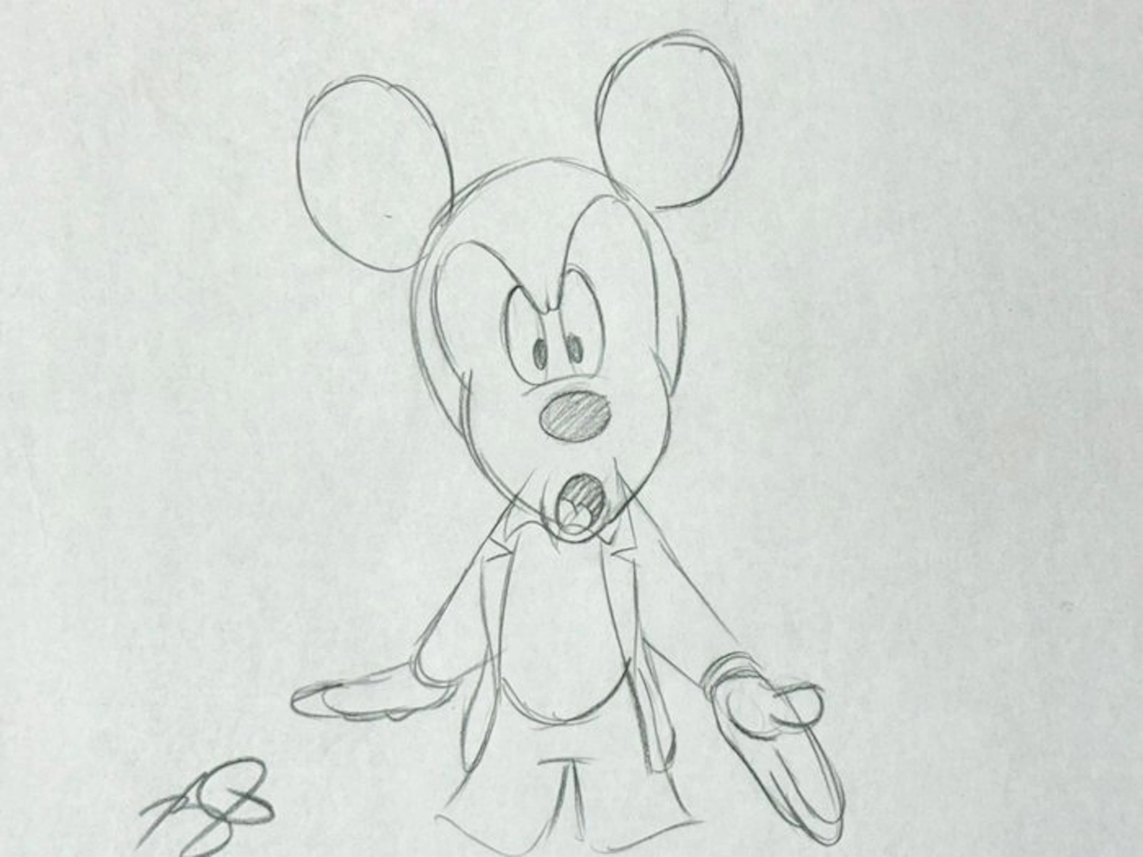 Walt Disney - Original Animation Drawing of Mickey Mouse - House of