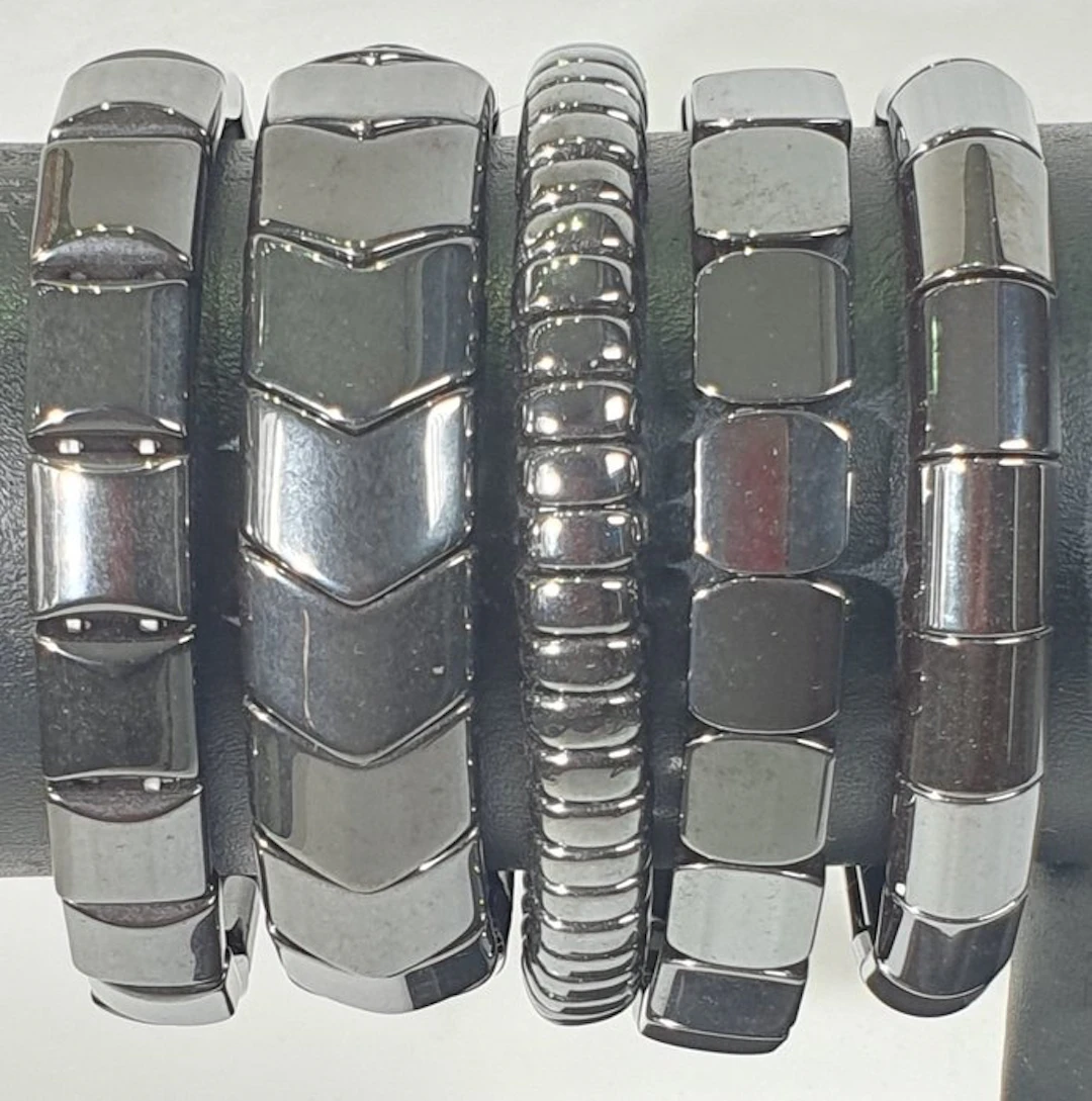 5 Hematite Bracelets - Stone of the Mind: Stabilizes...