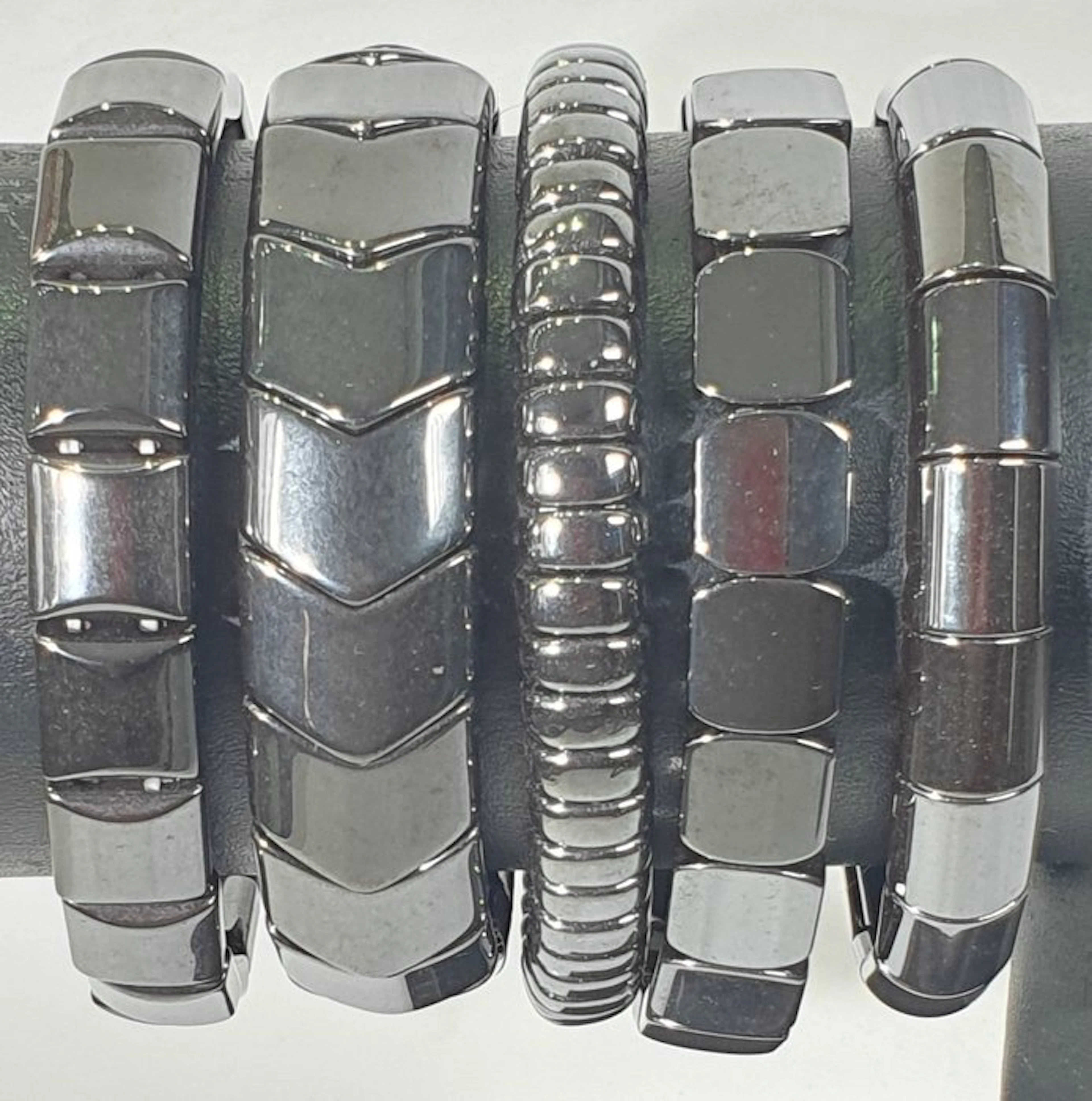 5 Hematite Bracelets - Stone of the Mind: Stabilizes...