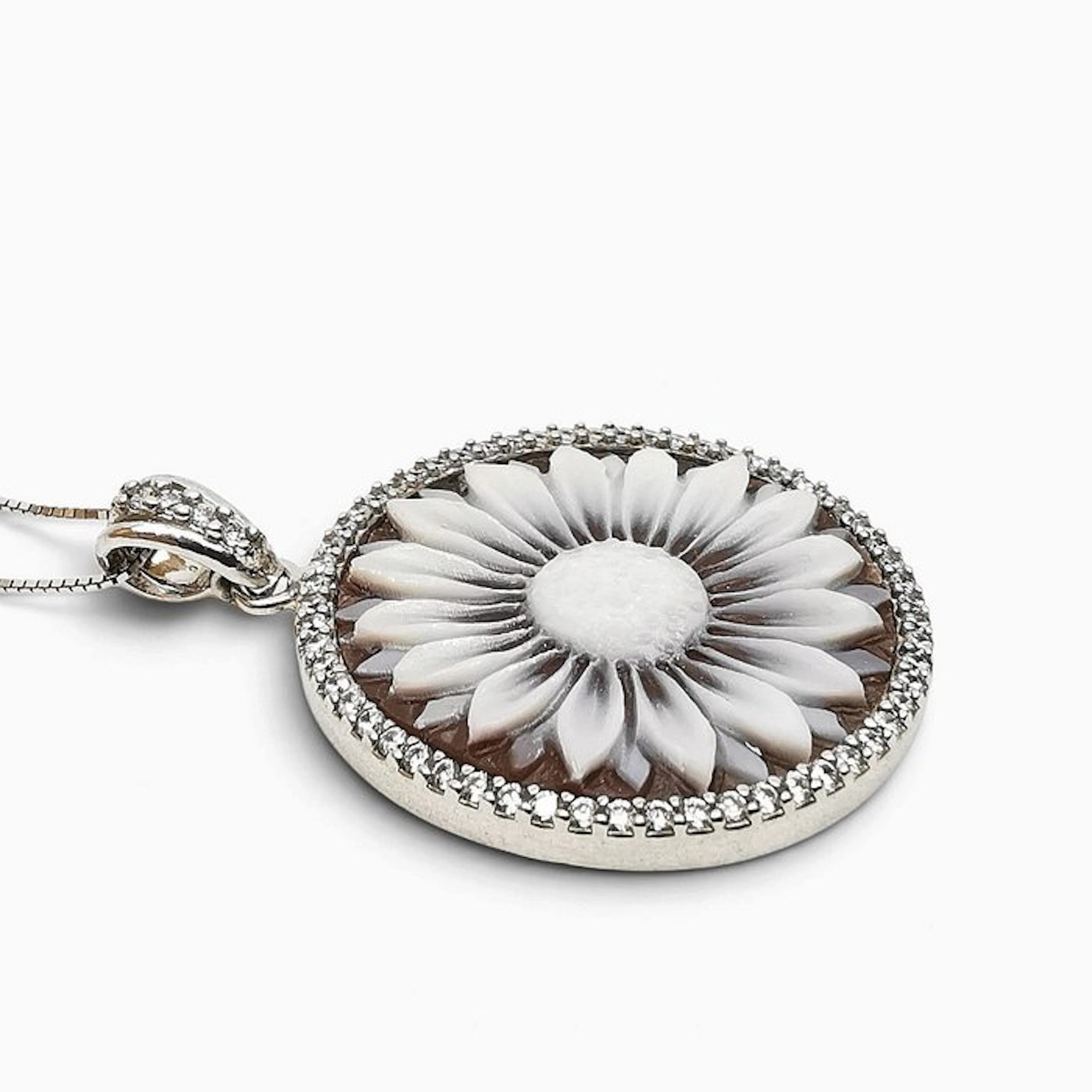Sterling Silver 925 - Necklace with pendant - hand-carved cameo