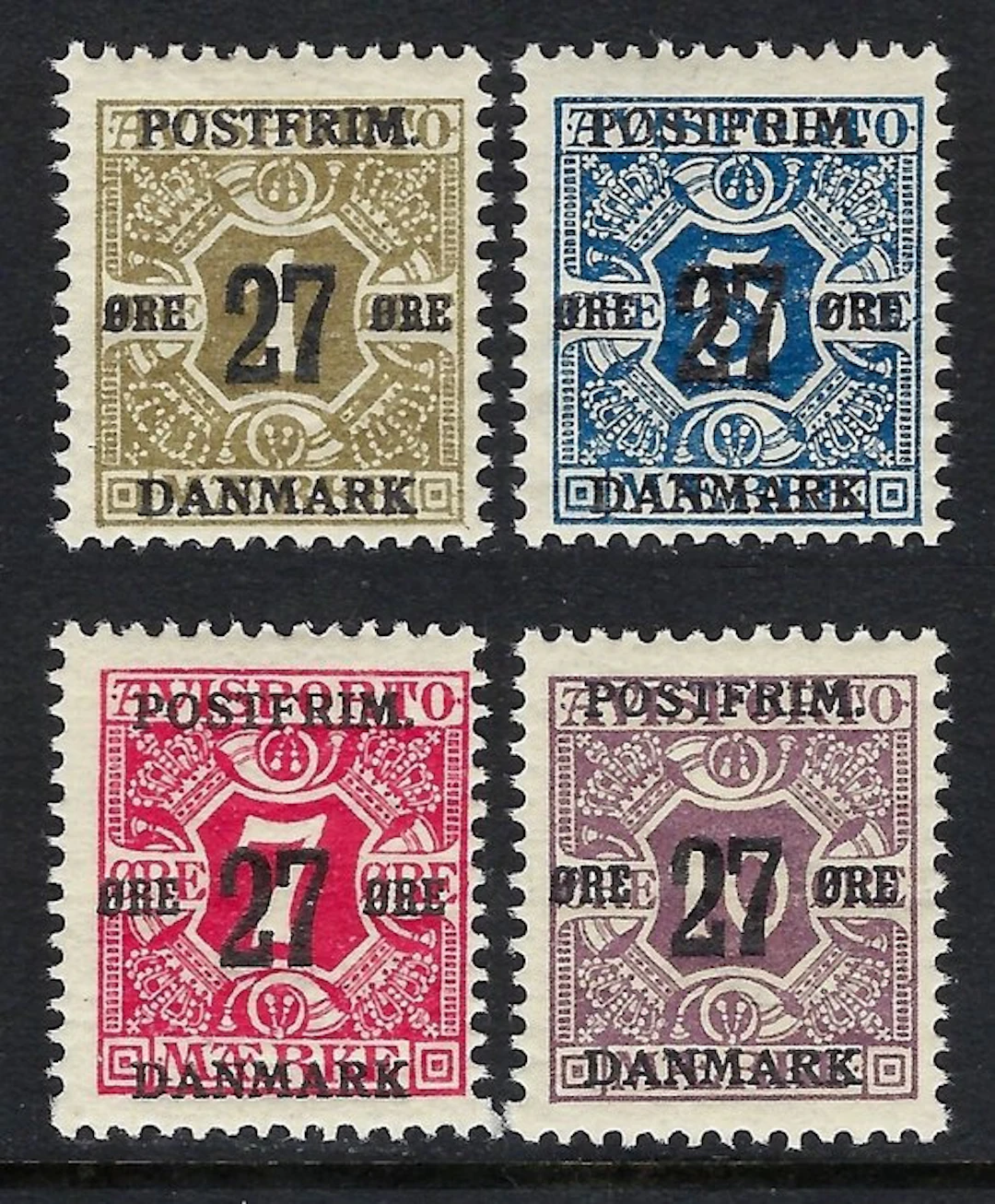 Denmark 1918 - 27 Ores Provisional overprinted - Certificate Nielsen - Yvert N