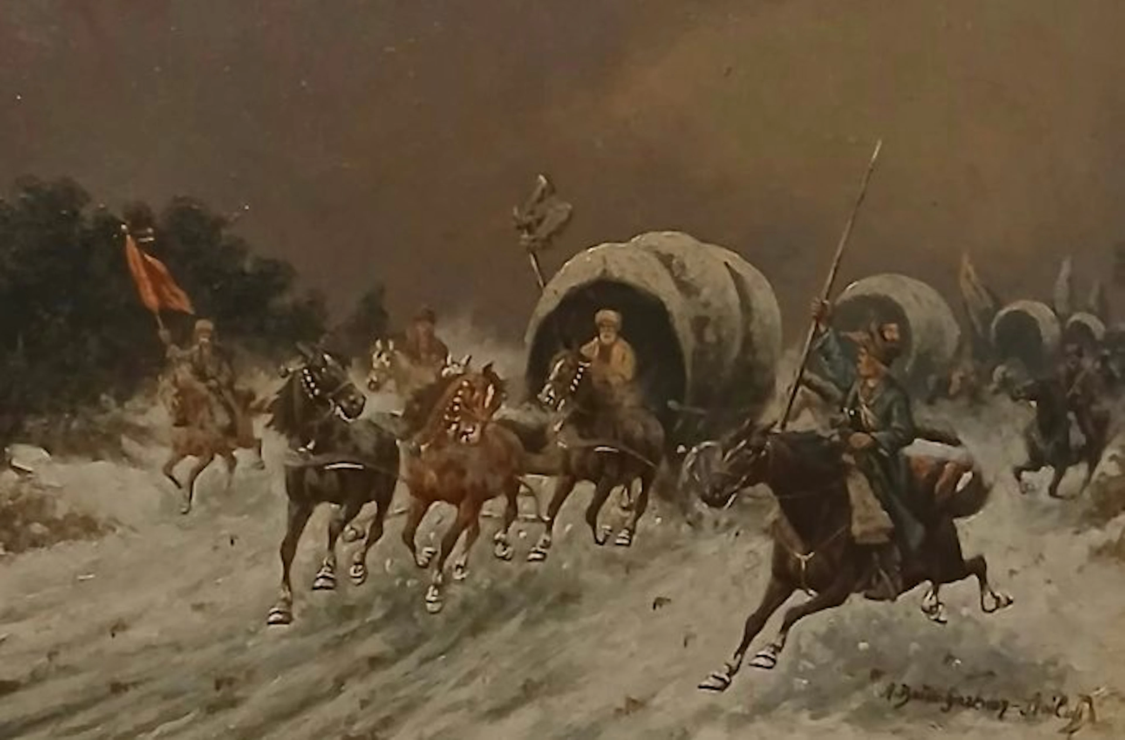 Adolf Baumgartner-Stoiloff (1850-1924) - Convoi de casaques en Sibérie