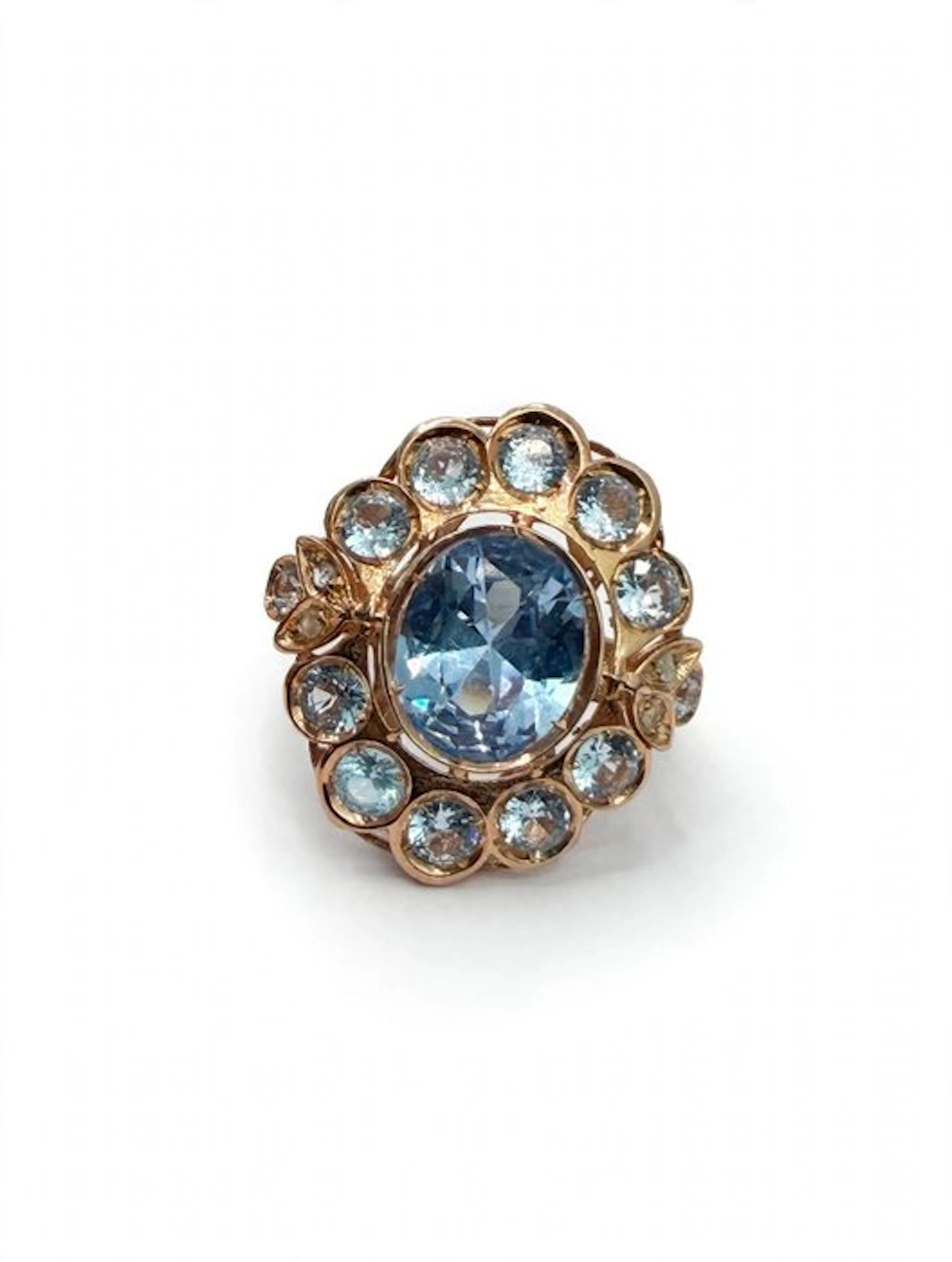 No reserve price - Ring - 9 kt. Rose gold, Silver Spinel - Diamond