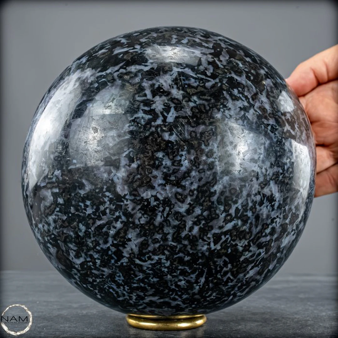 Natural Merlinit ball – mysterious depth between light and shadow- 5742.6 g