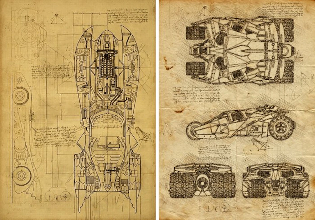 Boriani - 2 x Batman - Batmobile, Da Vinci Series - limited edition