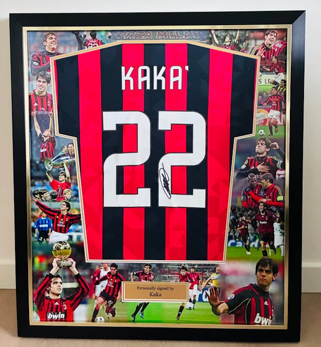 Kaká - Exclusive Hand Signed – AC Milan Retro Home Shirt