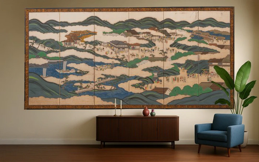 Byôbu 屏風 (folding screen) - Silk