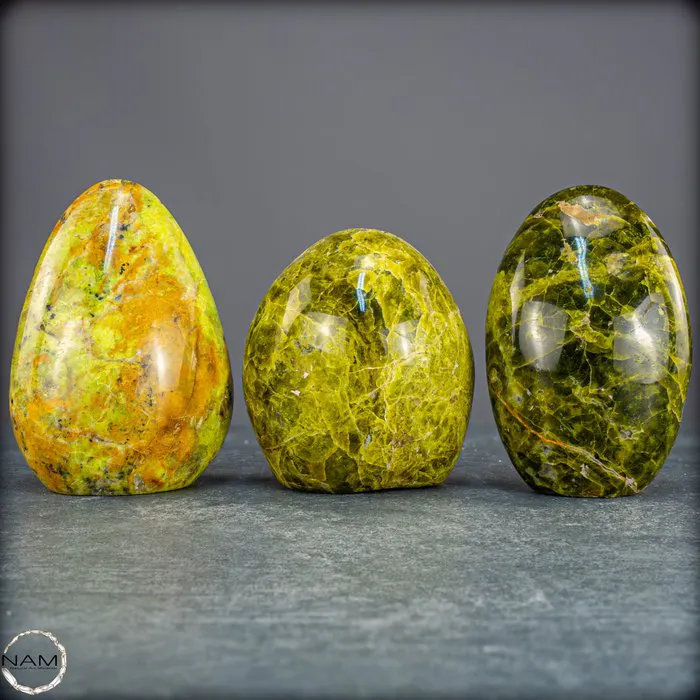 Green Opal – Green opal freeform set – Three unique...