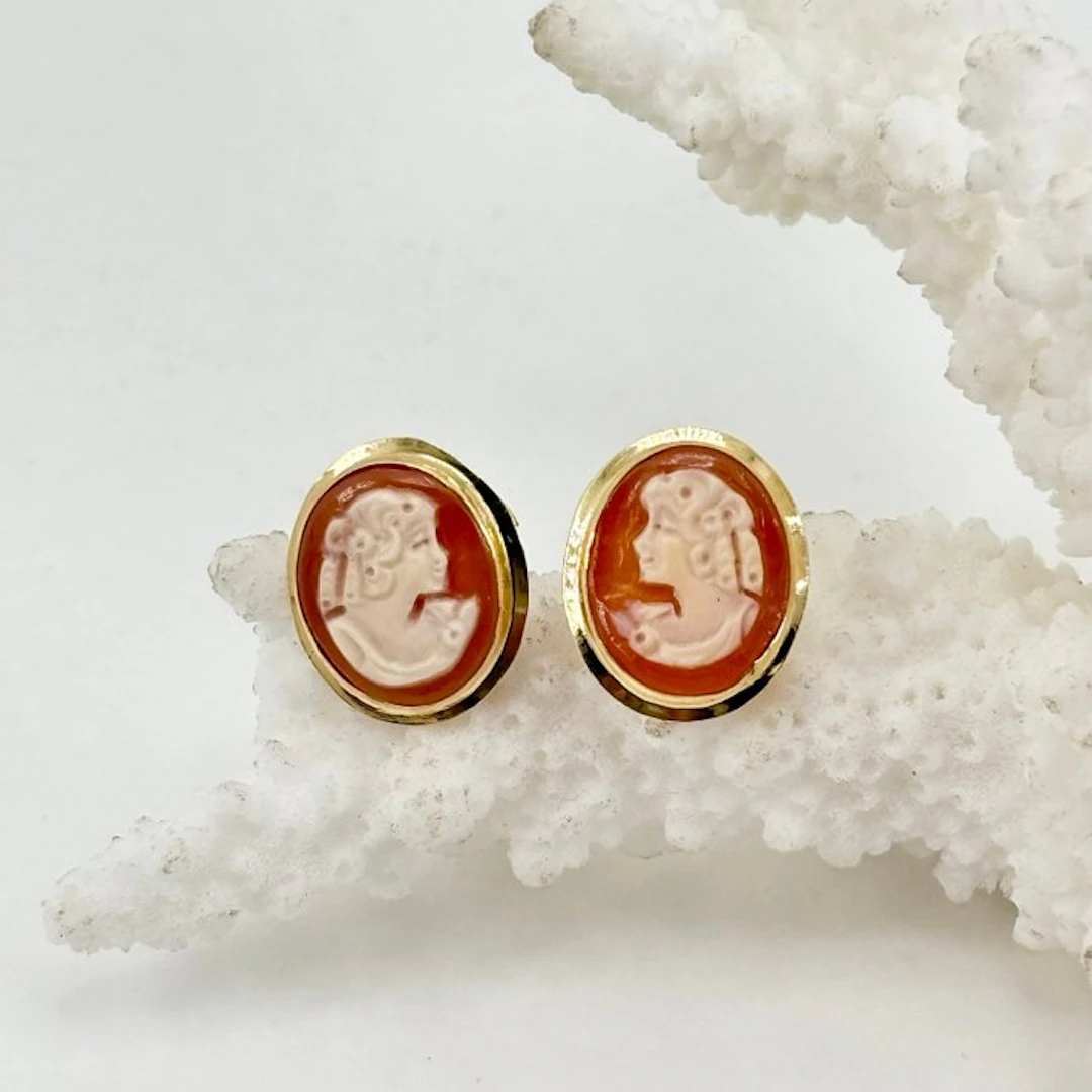 Silver, Hand-carved Cameo earrings - Cameo - CASSIS RUFA