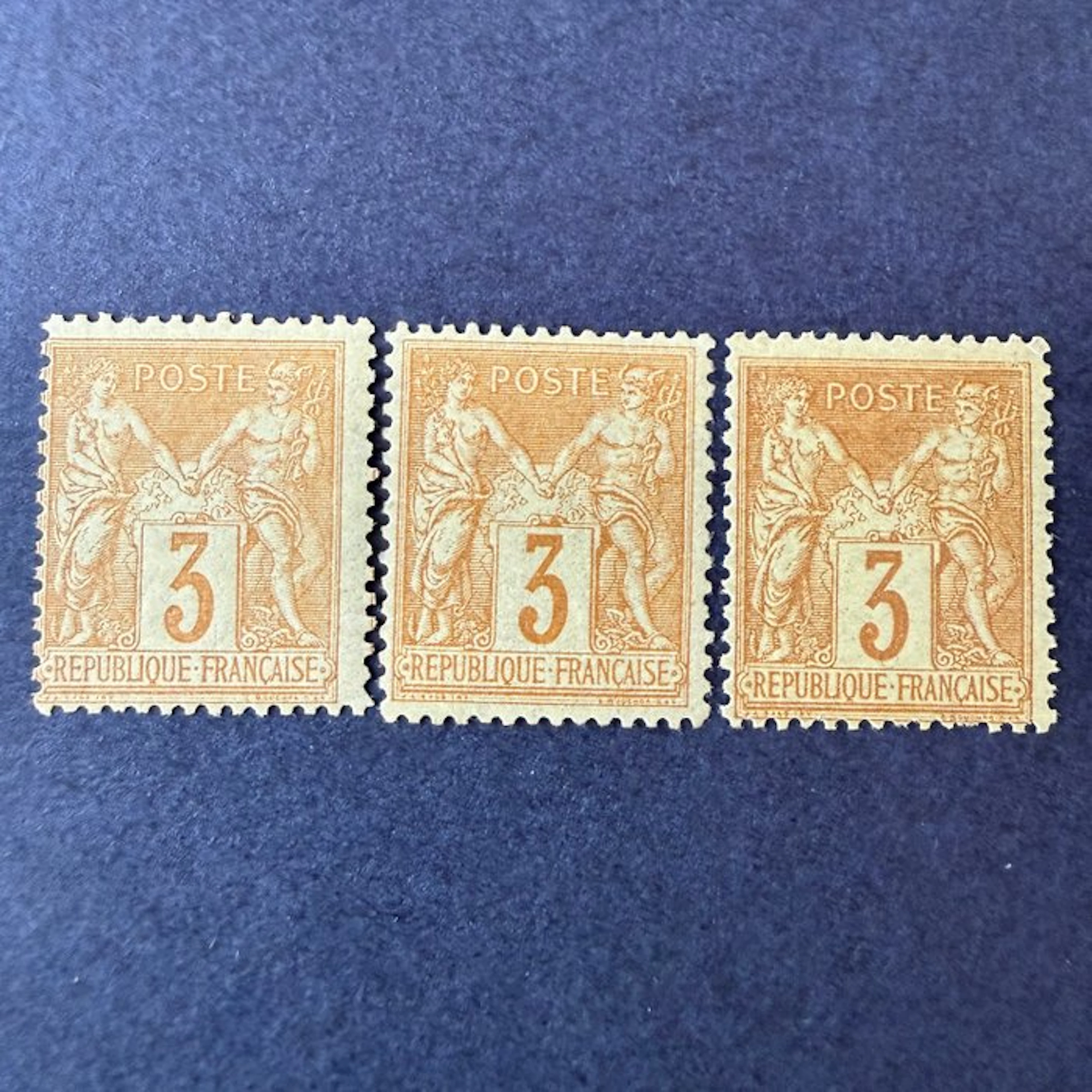 France - Yvert 86 "Sage 3c jaune" 3 shades in mint condition * with hinge