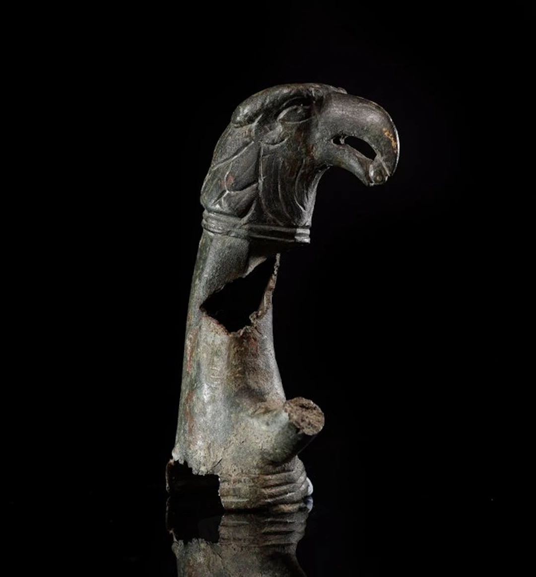 Roman bronze fragment of a Roman chariot decoration with legionary