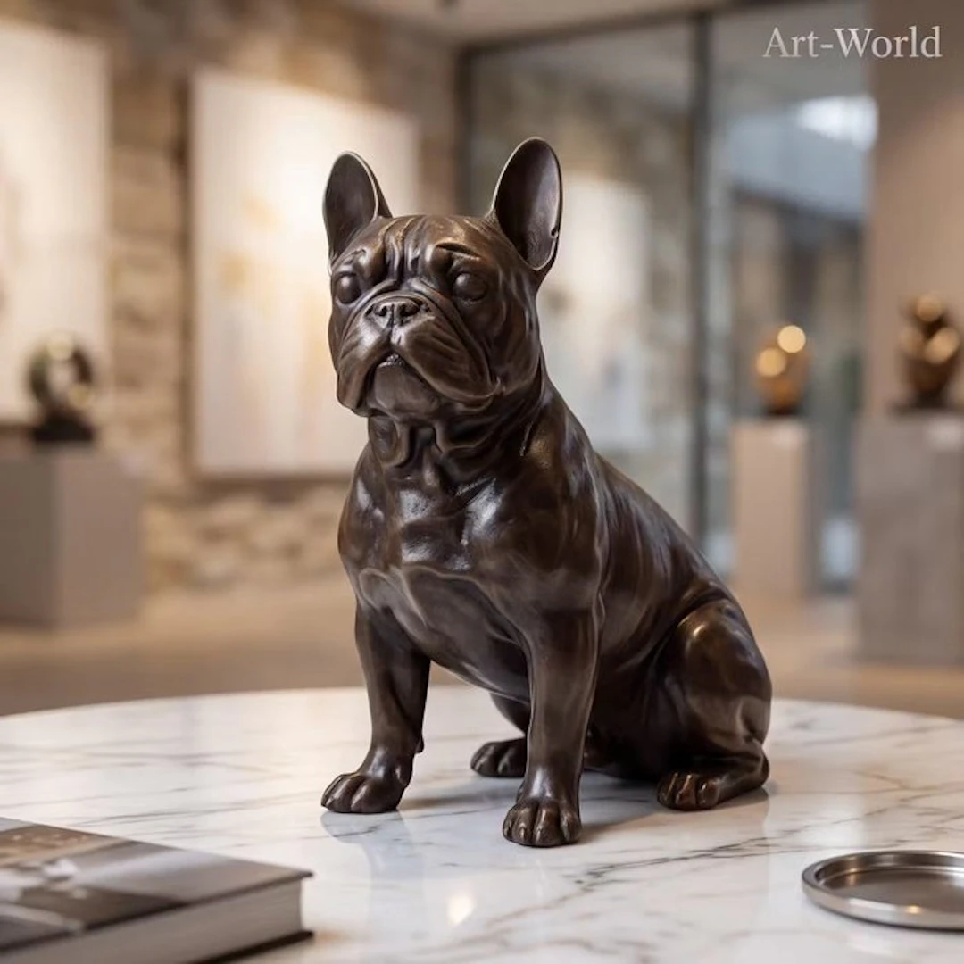 Statue, Franse Bull Dog 24 cm / 4 kg - 24 cm - Bronze