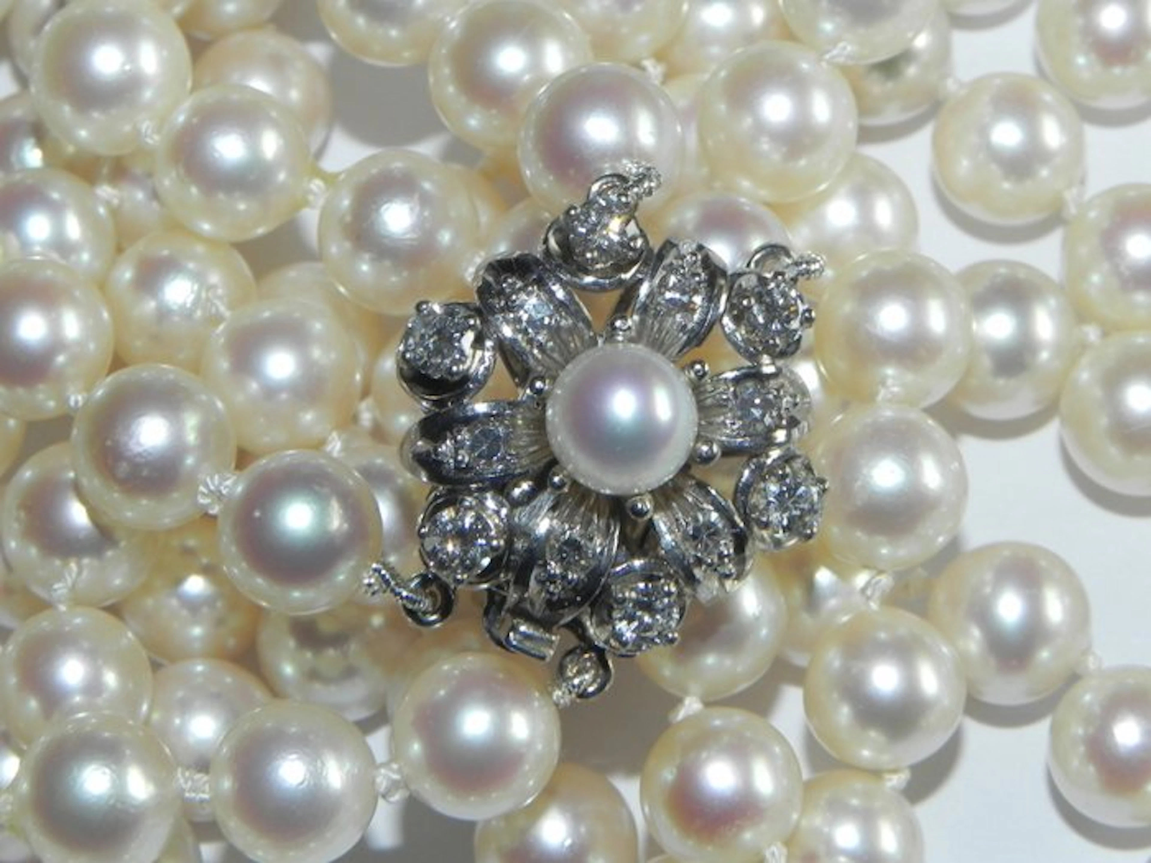 Necklace - 14 kt. White gold Pearl - Diamond