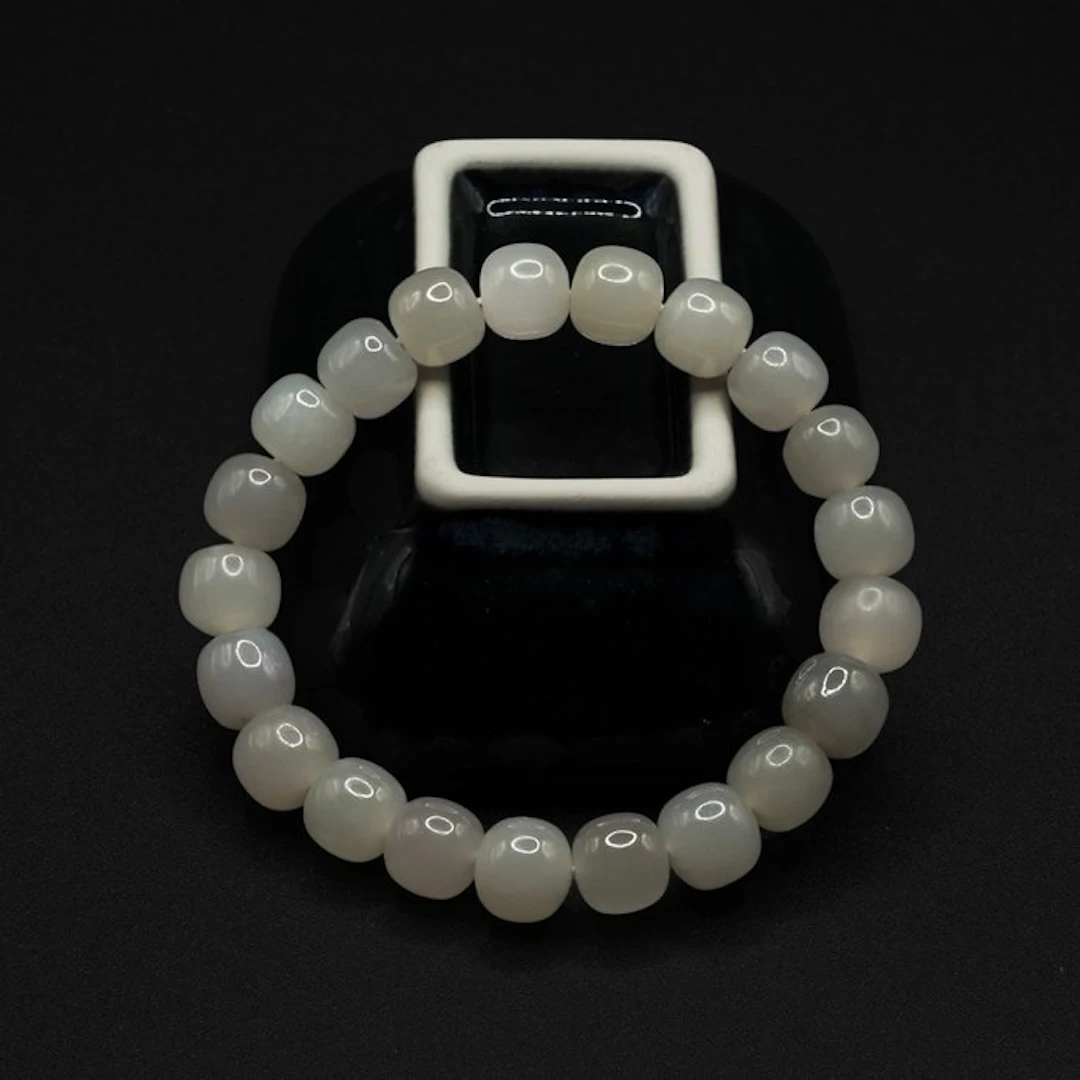 Natural Hetian Nephrite Jade Bracelet - Polished White...