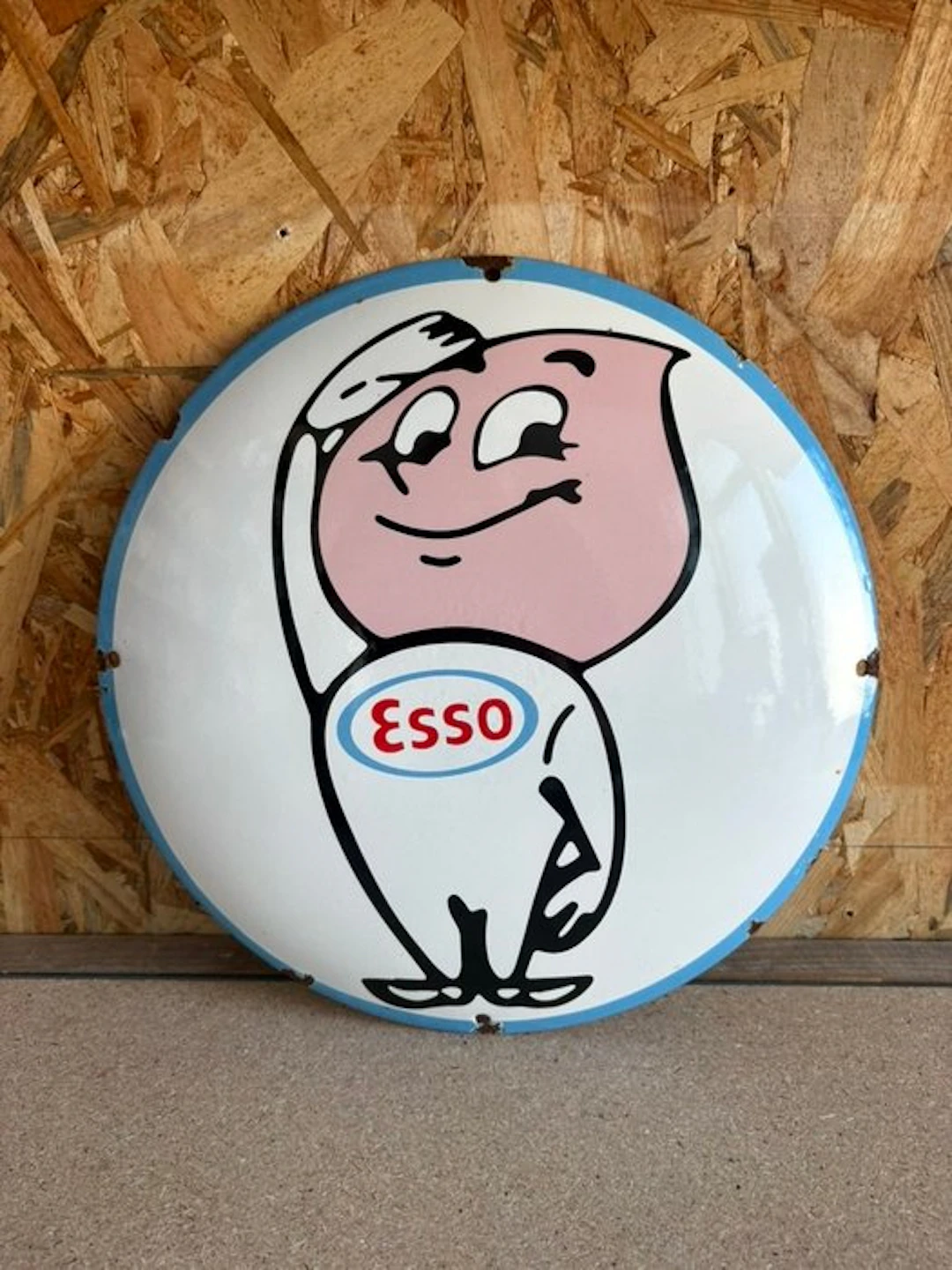 Esso - Magnificent enameled plaque - ESSO - Vintage - Enamel plate - Steel