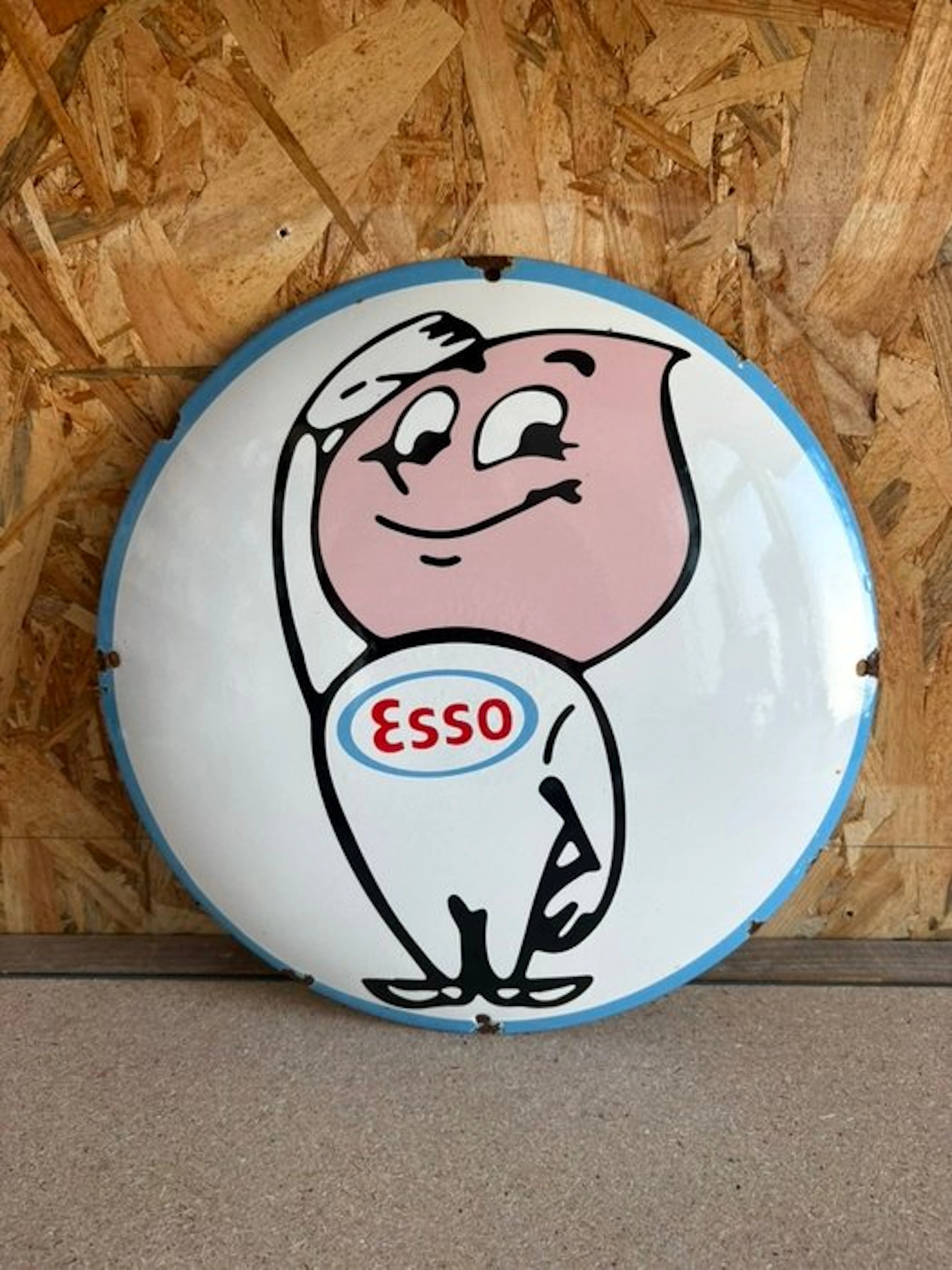Esso - Magnificent enameled plaque - ESSO - Vintage - Enamel plate - Steel