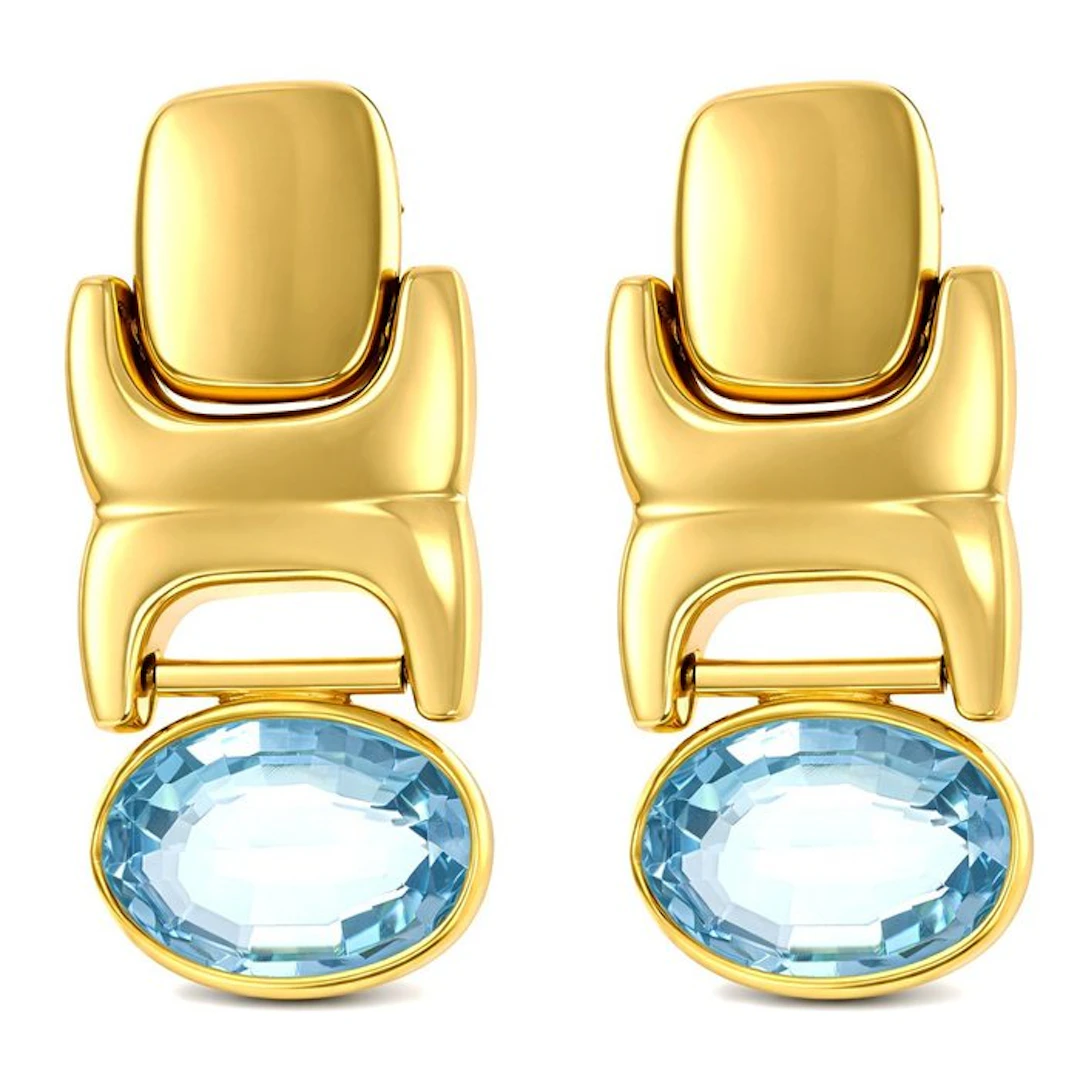 Earrings - 18 kt. Yellow gold - 16.00ct. tw. Topaz