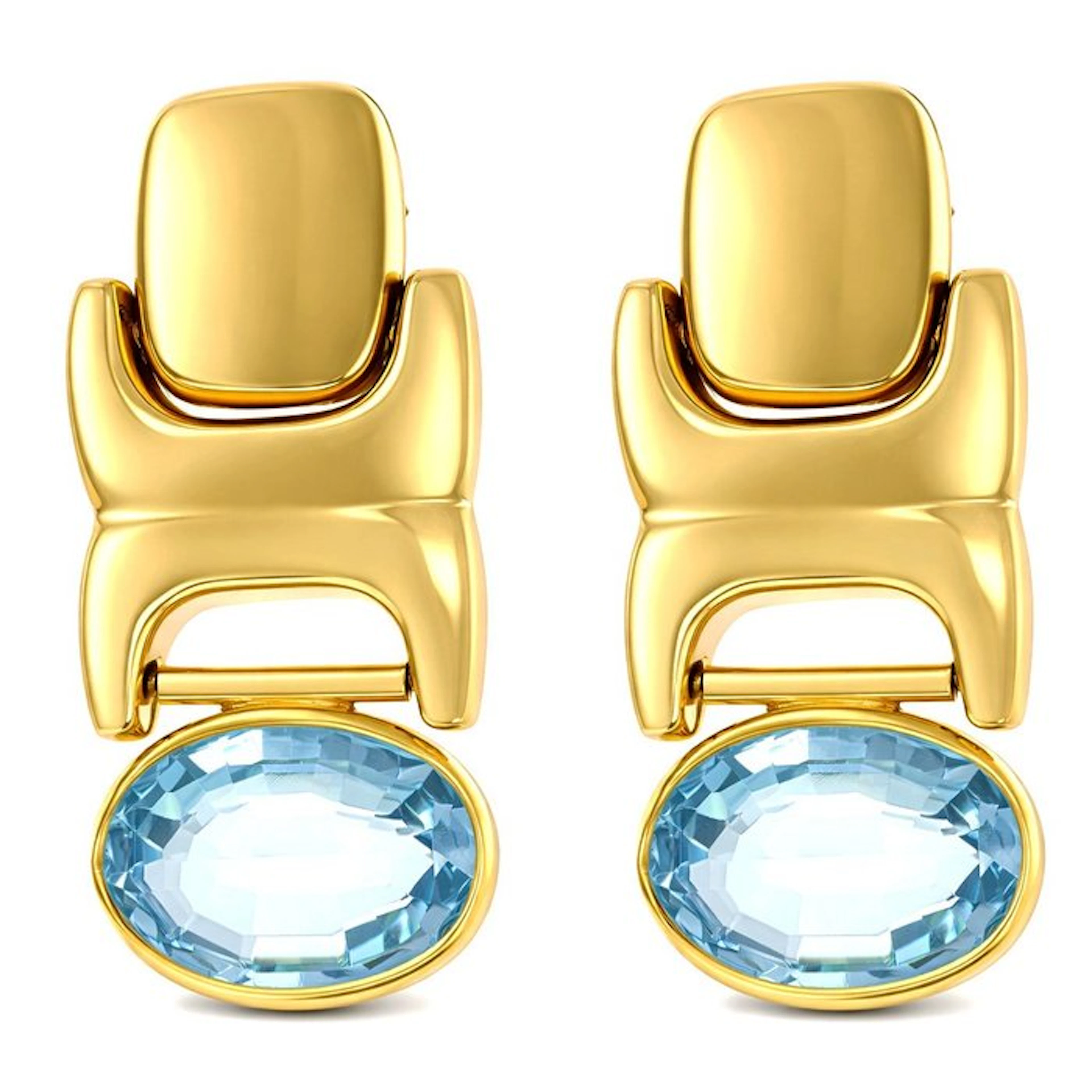 Earrings - 18 kt. Yellow gold - 16.00ct. tw. Topaz