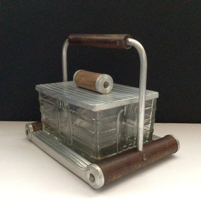 Cookie jar - Metal, wood, mirror and glass - bonbonniere