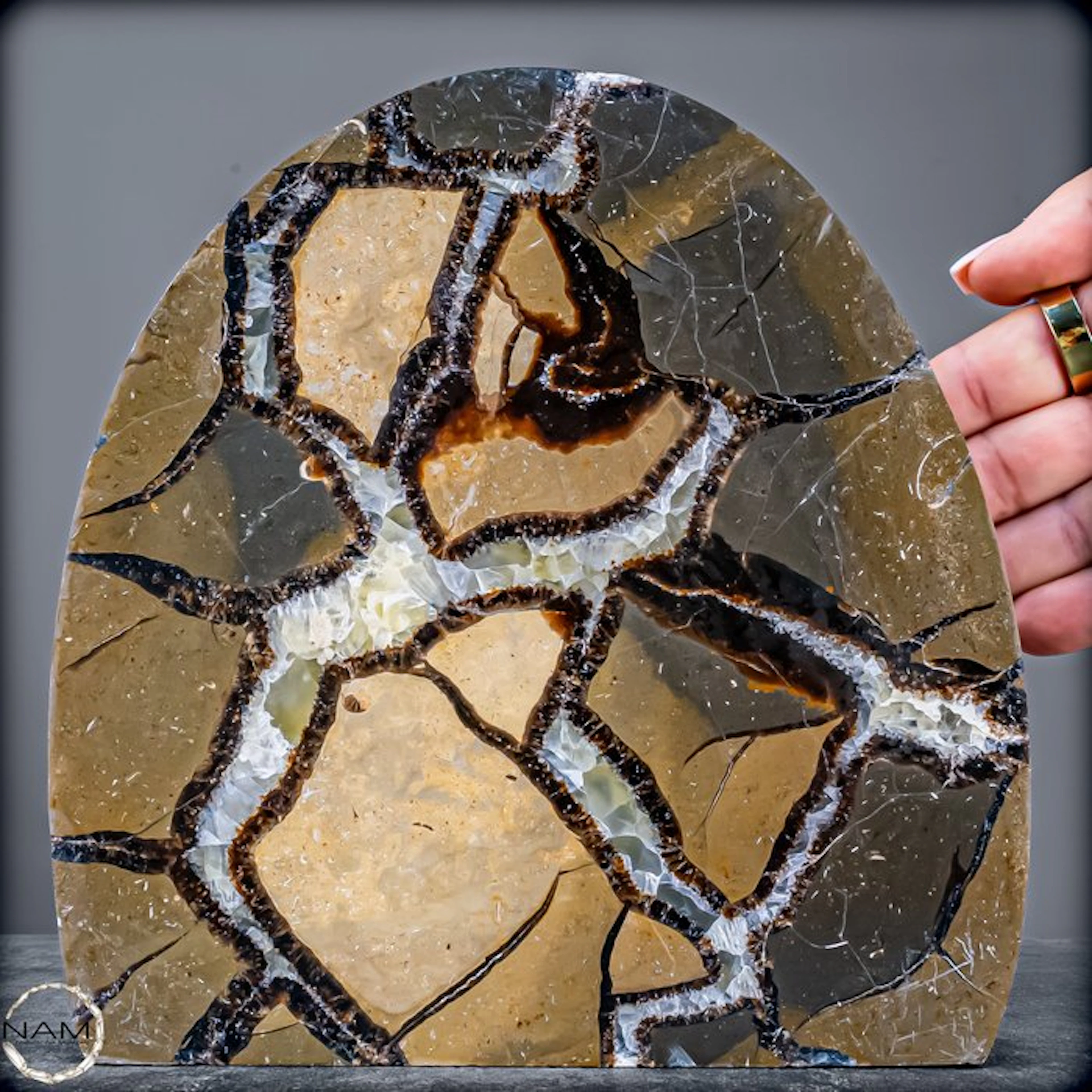 Septarian freeform with drusy – natural texture meets...