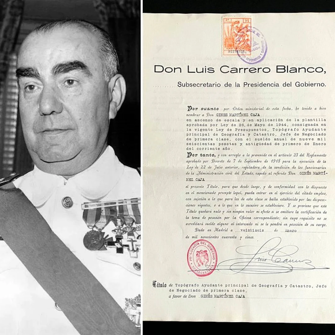 Autógrafo - Firma manuscrita de Luis Carrero Blanco sore...
