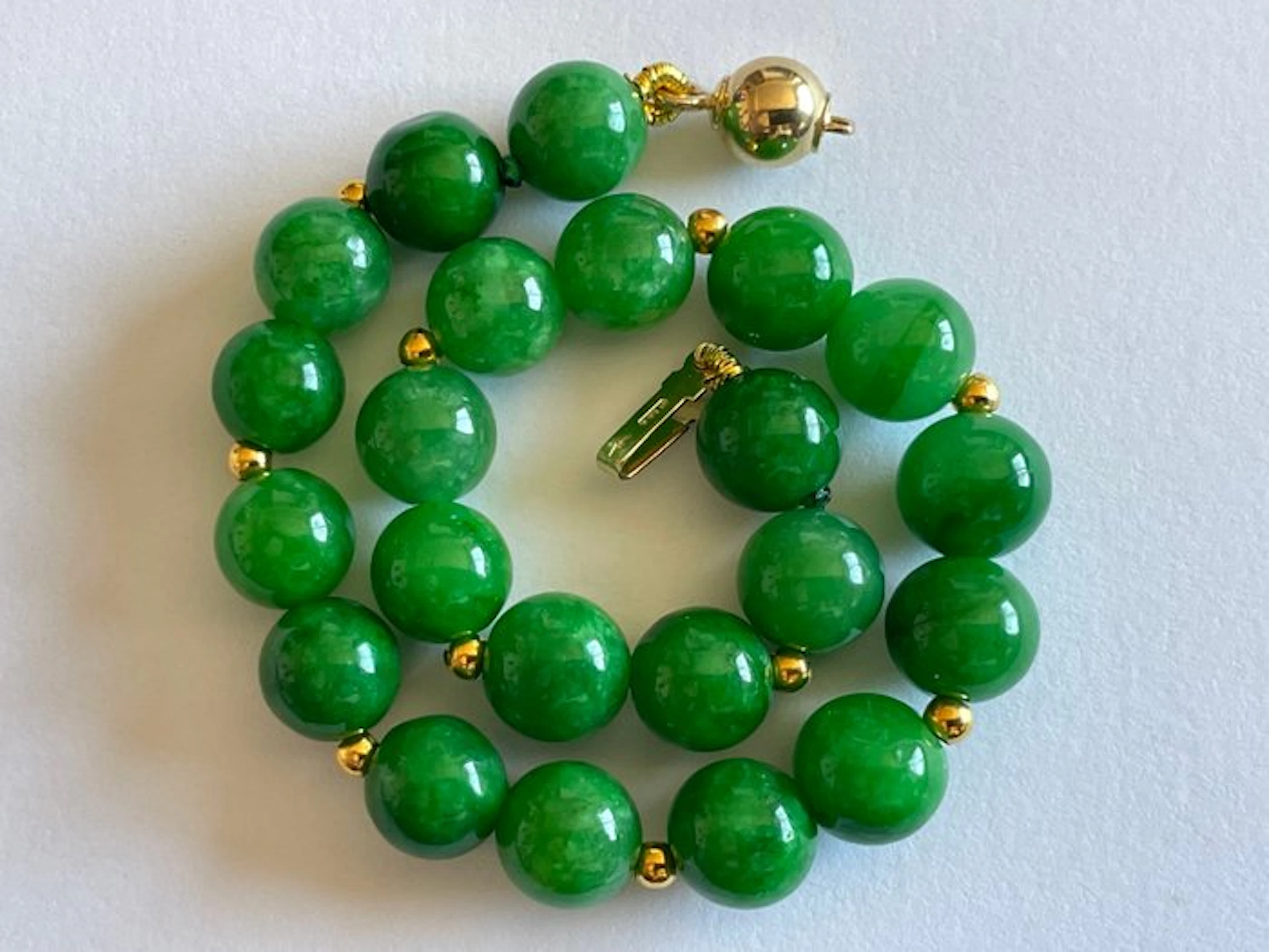 No reserve price - Bracelet 18 karats (750) gold - green jadeite