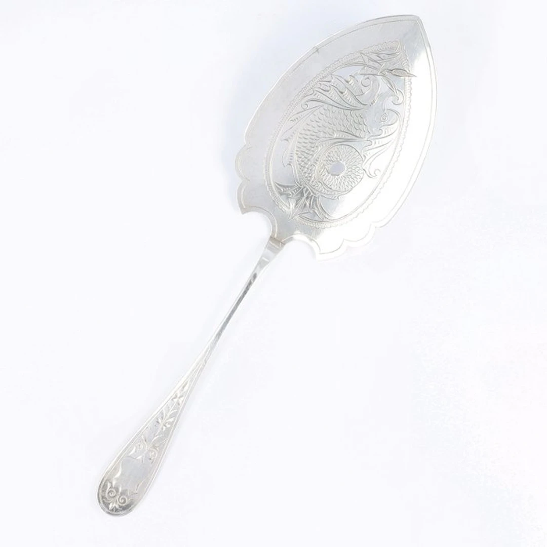 A. Amundsen (1896). Visschep. - Fish serving set - .830 silver