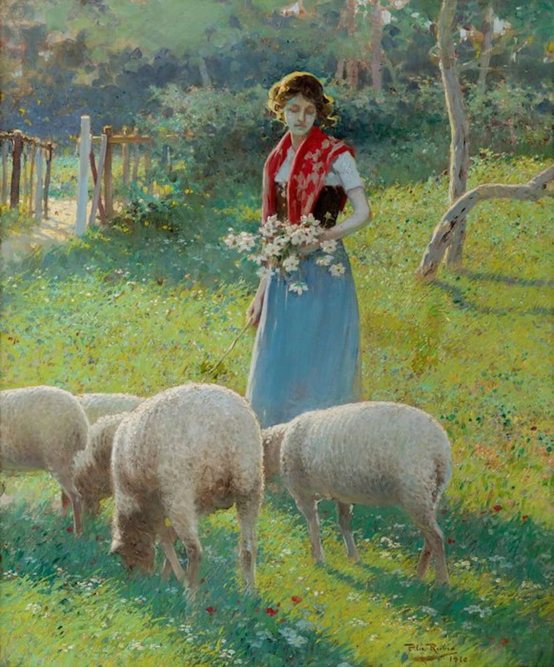Albert Pla y Rubio (1867-1937) - Mujer con ovejas