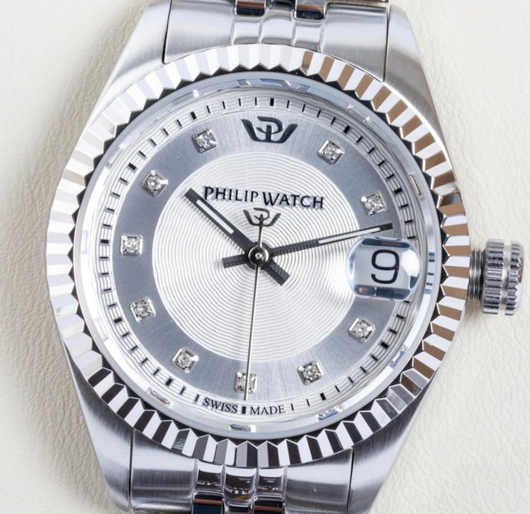 Philip Watch - Caribe Urban - Date - Silver - Diamonds...