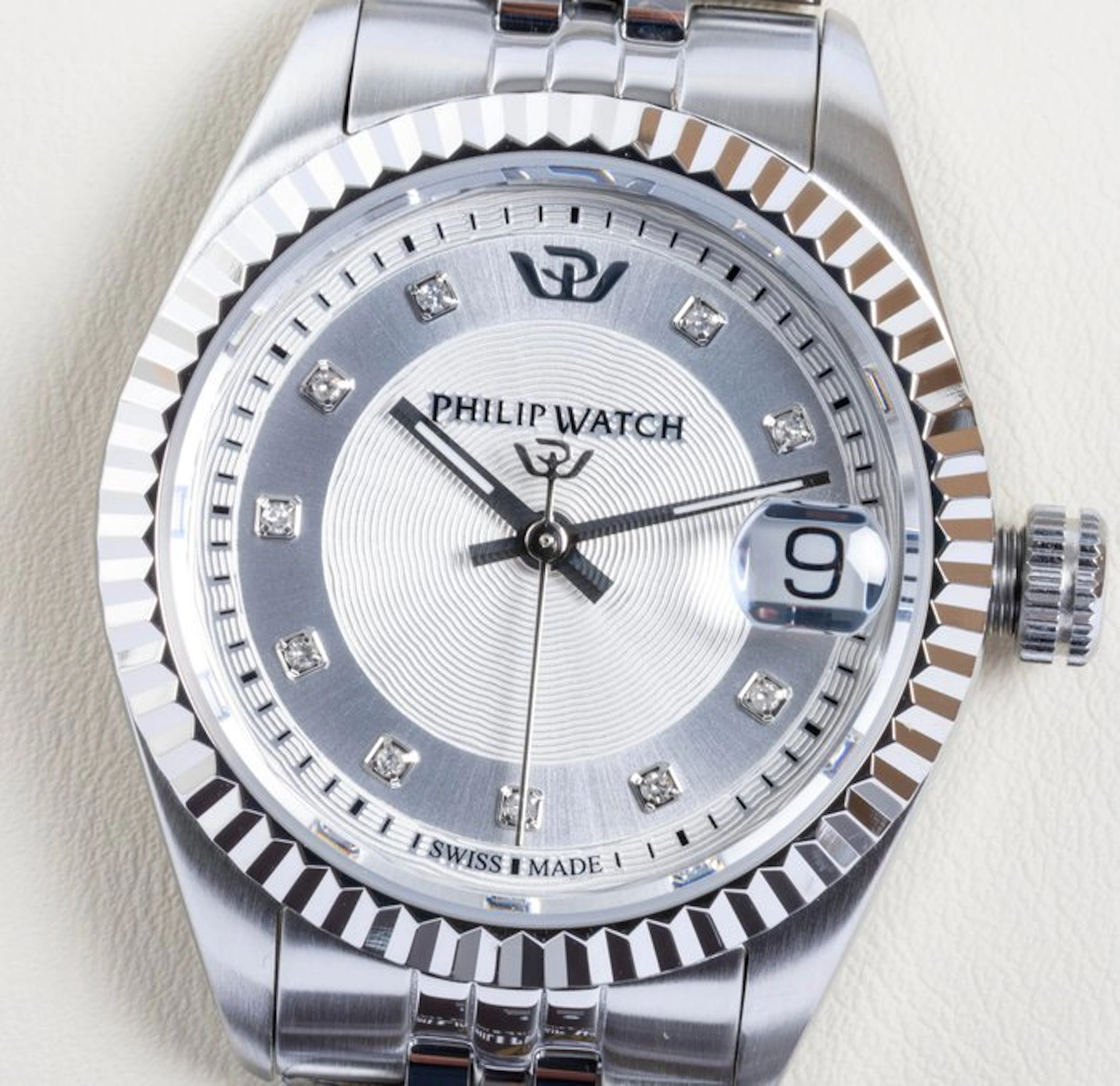 Philip Watch - Caribe Urban - Date - Silver - Diamonds...