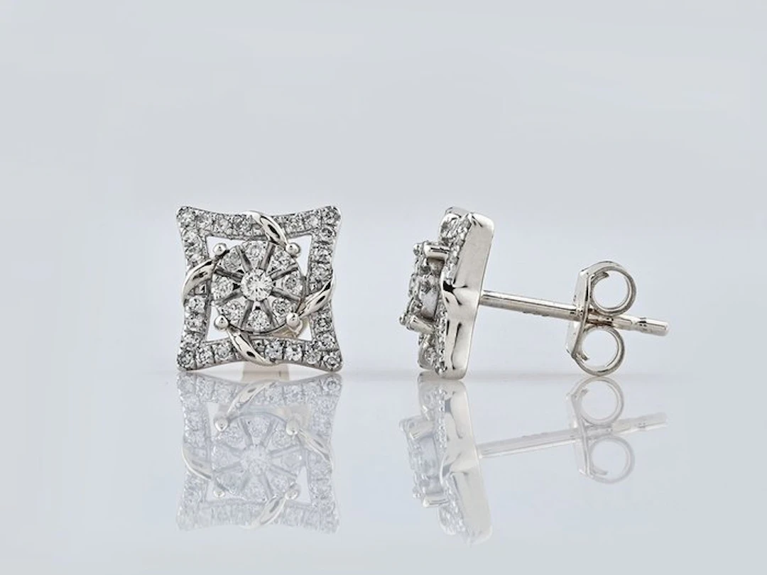 Earrings - 14 kt. White gold - 0.27ct. tw. Diamond (Natural)