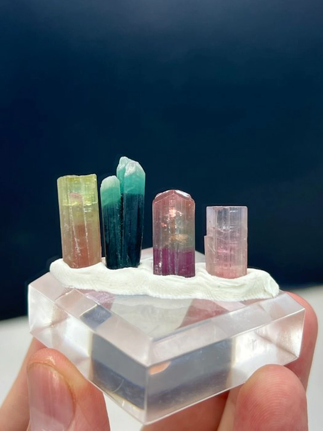 Bicolour tourmaline Crystals - Height: 23 mm - Width: 7 mm- 9 g - (1)