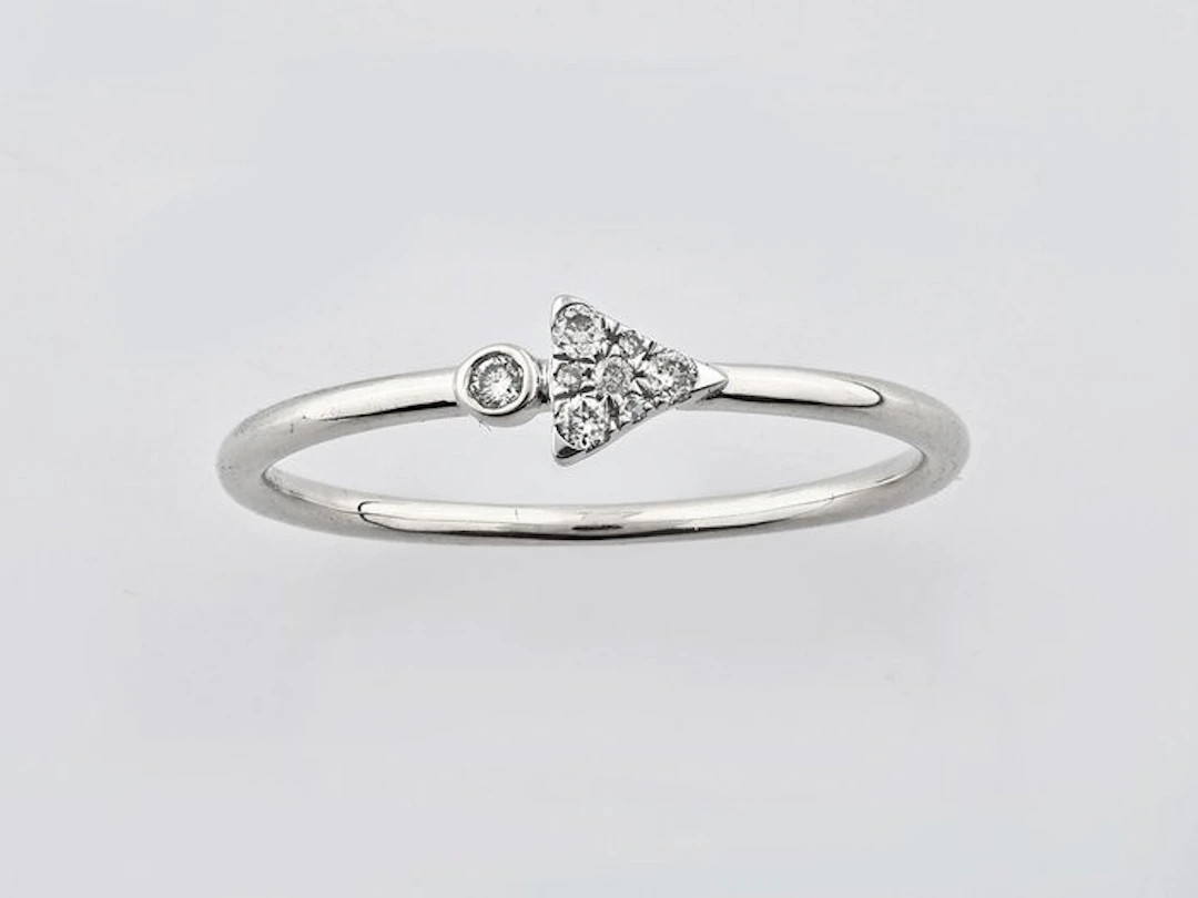 No reserve price - Ring - 14 kt. White gold - 0.06ct. tw. Diamond (Natural)
