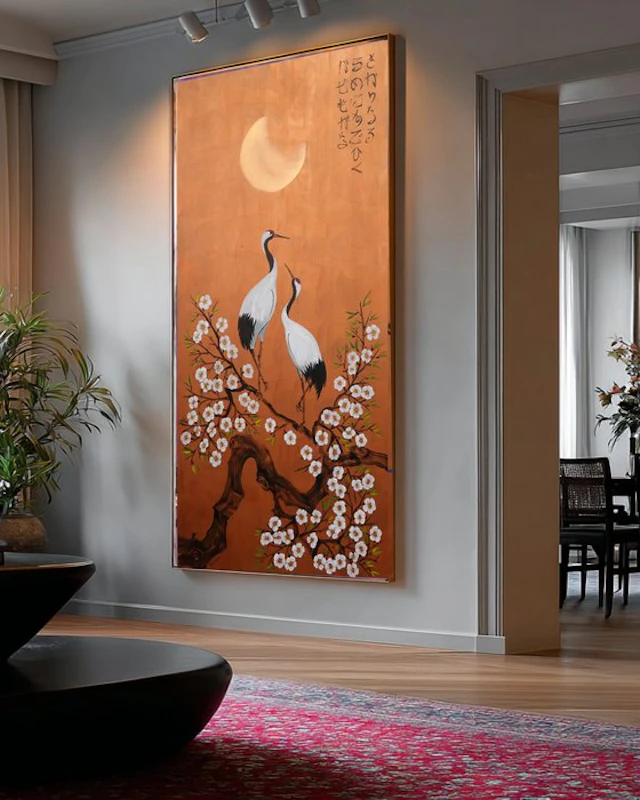 Ksavera - Japanese crane J582 - original painting XXL