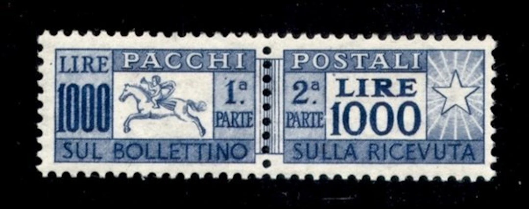 Italian Republic 1954 - Cavallino L.1000 Wheel Watermark, new MNH - Sassone