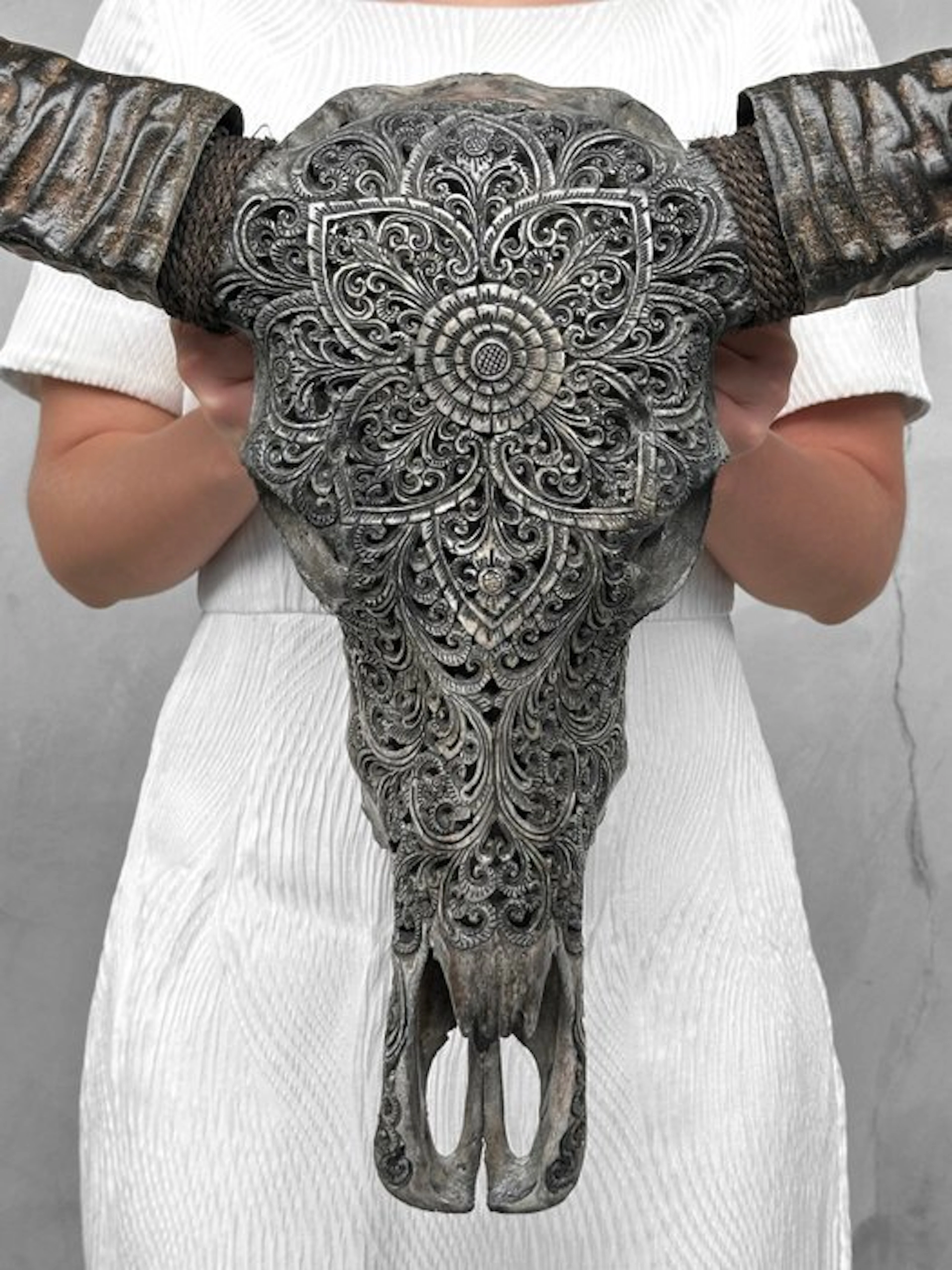NO RESERVE PRICE - C - Large Grey Hand Carved Water...