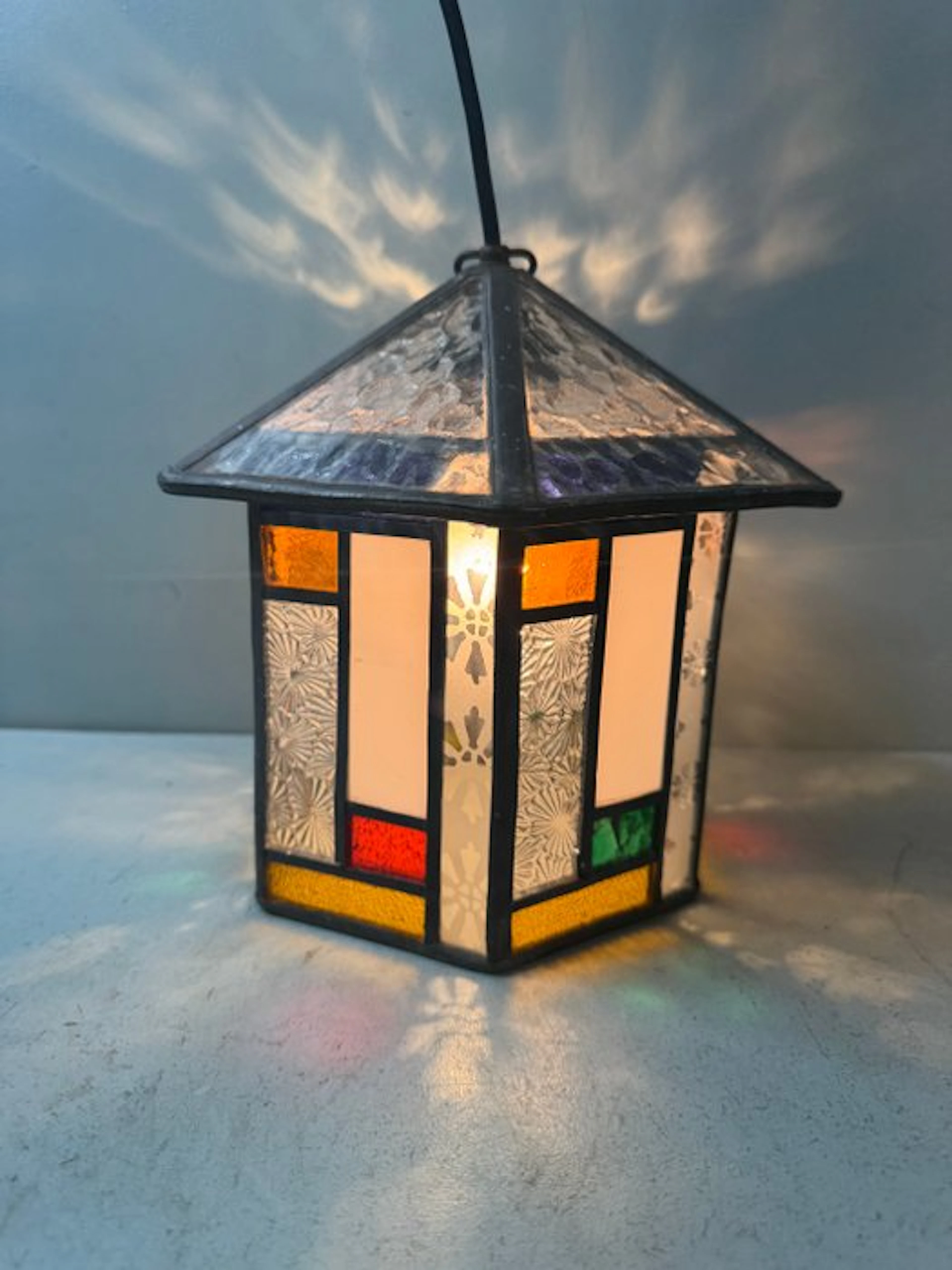 Hanging lamp - Amsterdam School Art Deco six-sided...