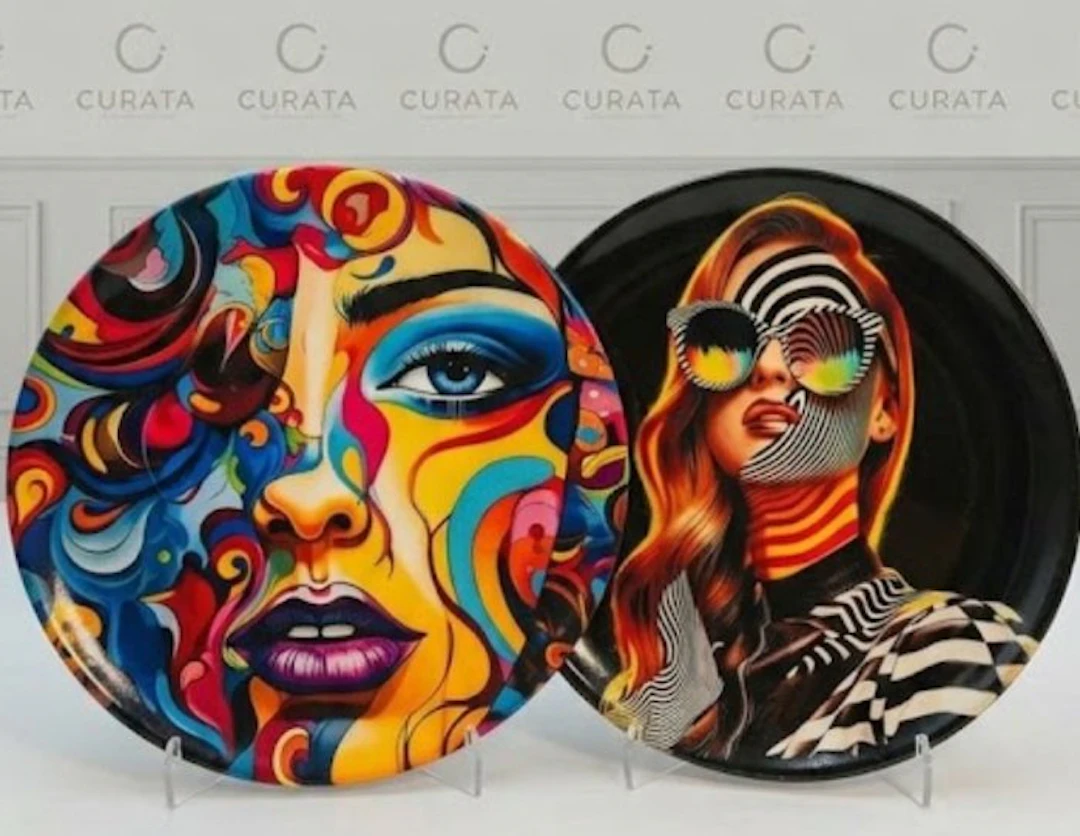 Wall decoration (2) - Set of 2 decorative ceramic wall...