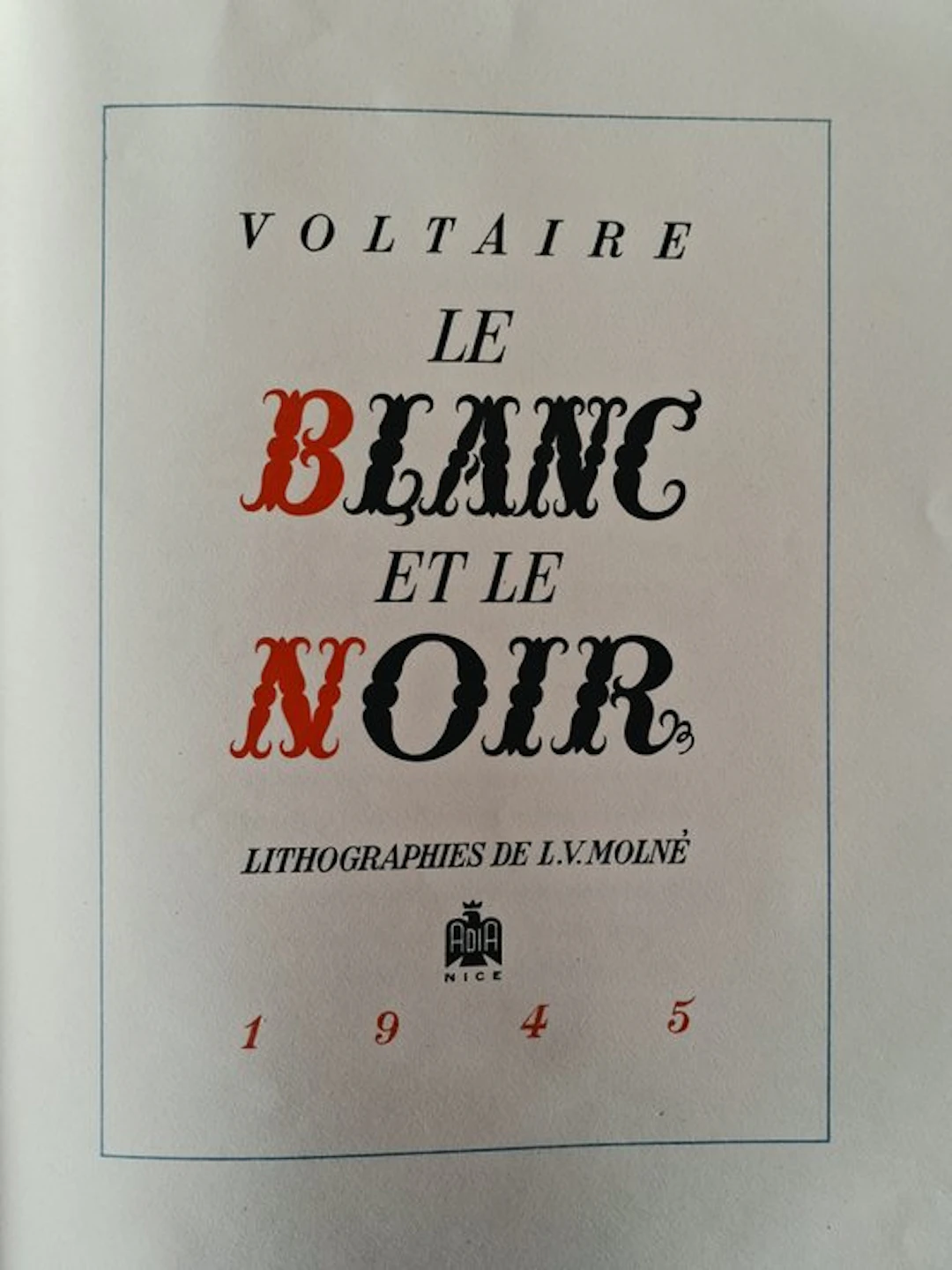 Voltaire / Luis Vidal Molné - Le blanc et le noir - 1945