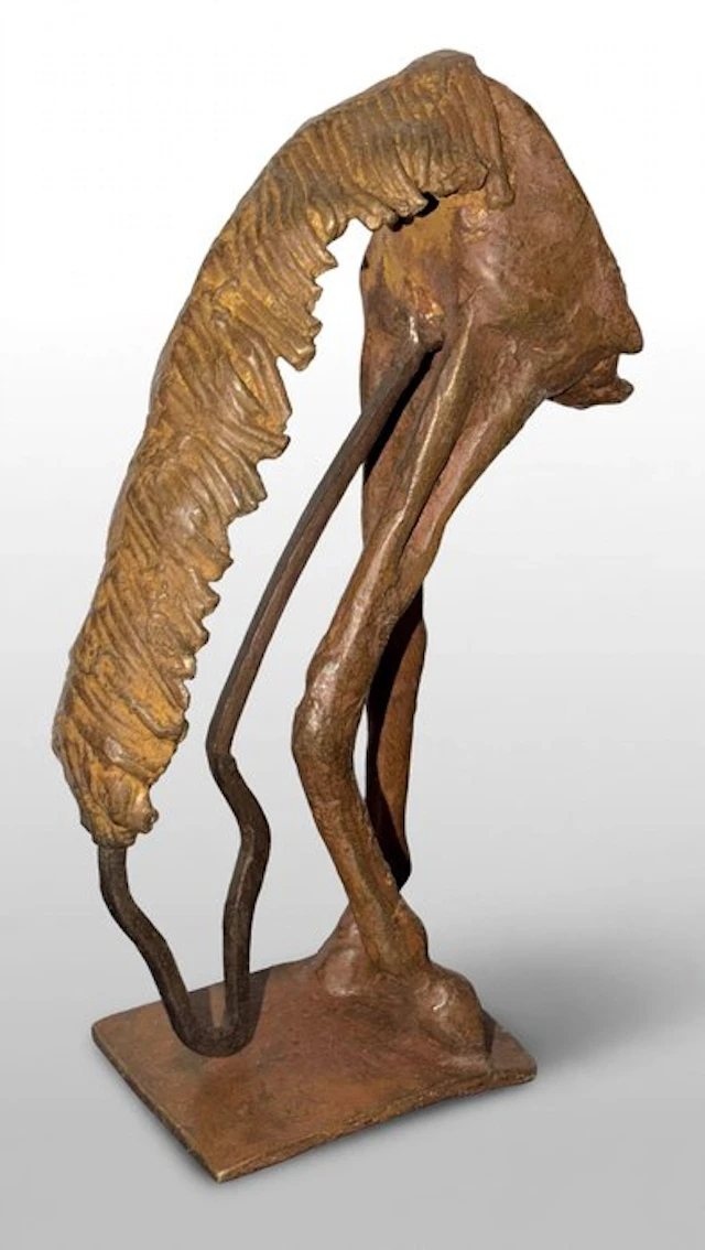 Abdoulaye Derme - Sculpture, sculpture stylisée de cheval - 20 cm - Bronze