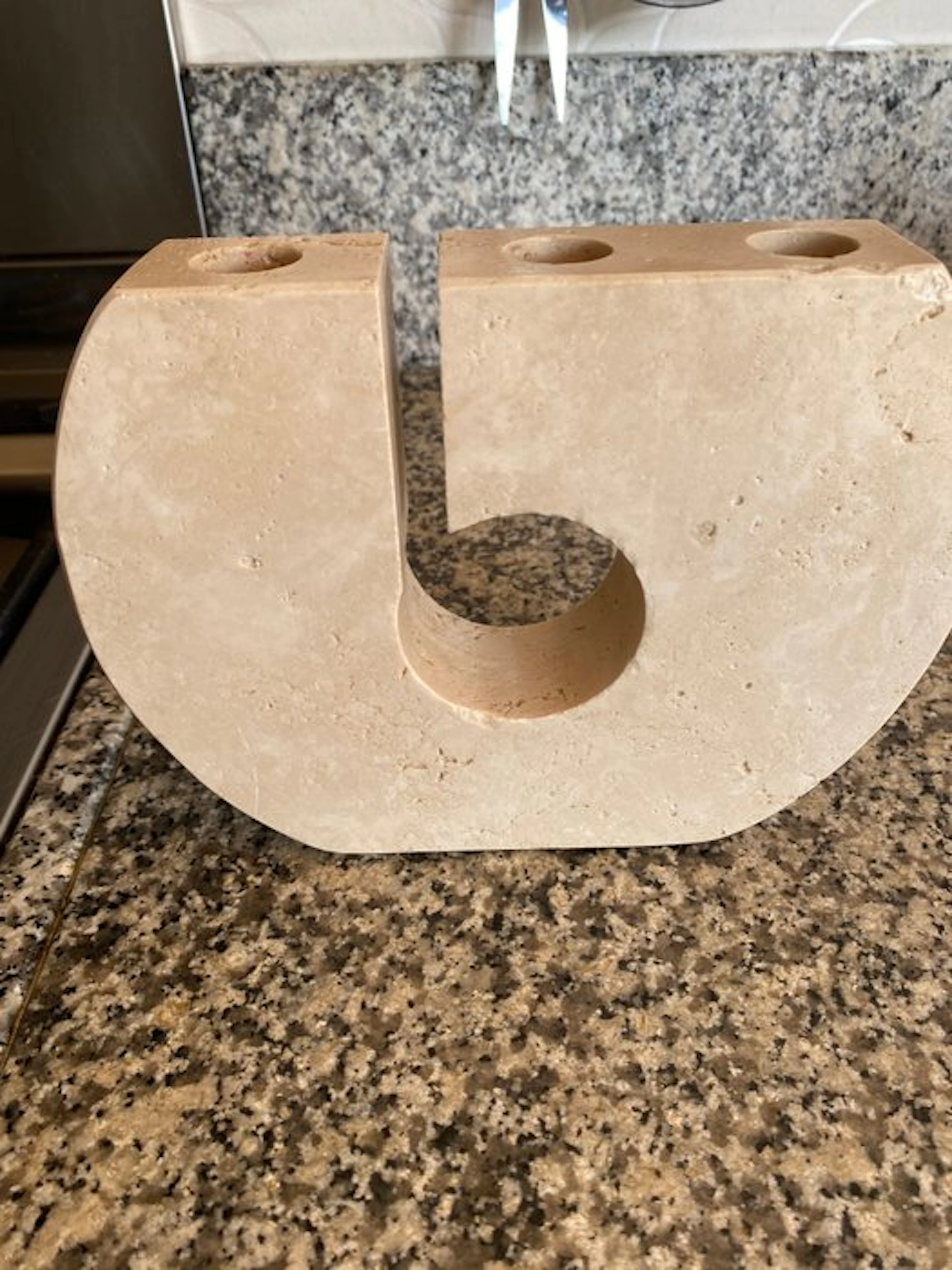 Marble Art - Candleholder (2) - Travertine