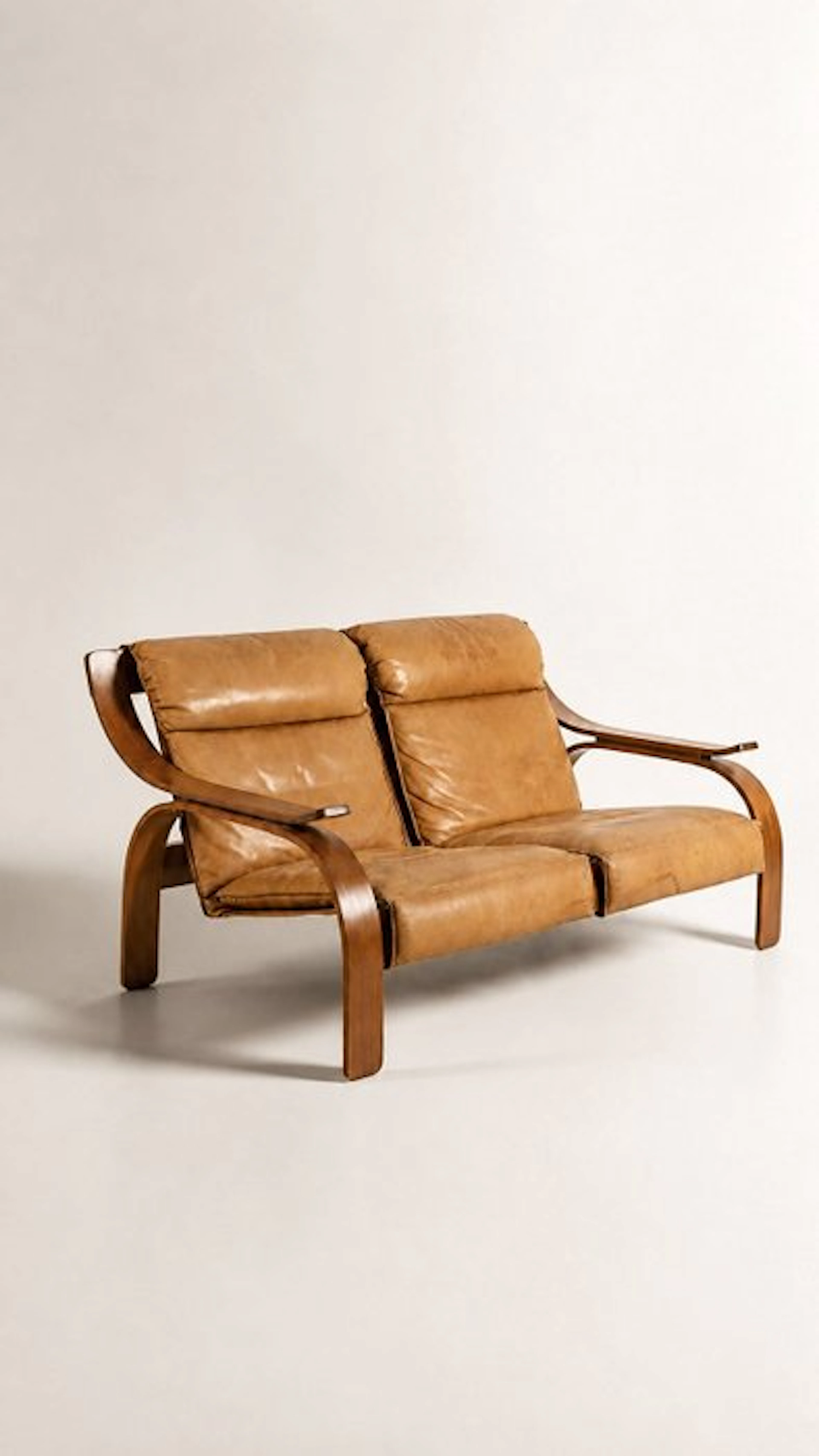 Arflex - Marco Zanuso - Sofa - woodline - Wood, Leather - Woodline Sofa, Zanuso