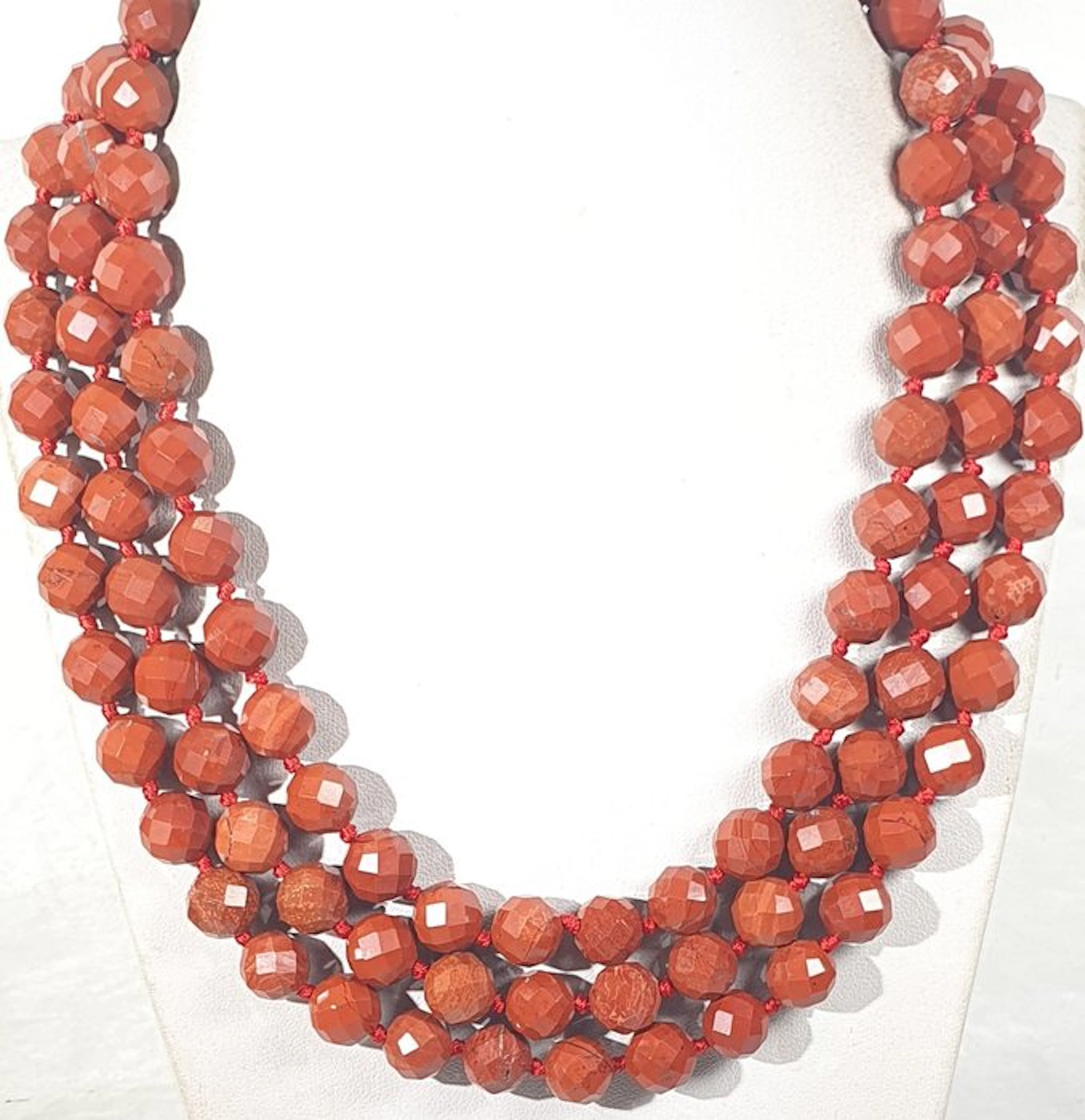 Natural Red Jasper - FACETED - Energy and Passion - FIRST QUALITY - Necklace