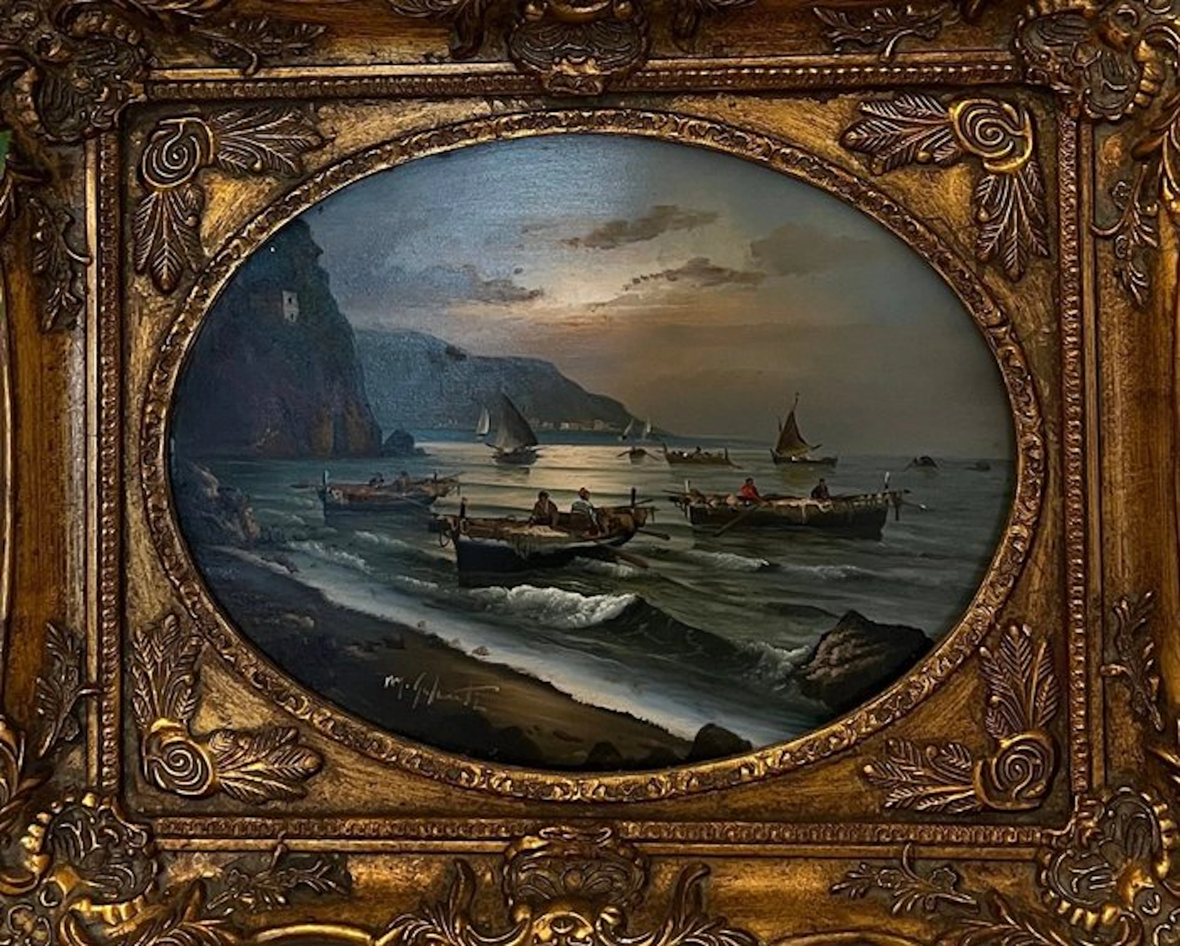 Mario Galanti (1923-1998) - Marina al chiaro di luna