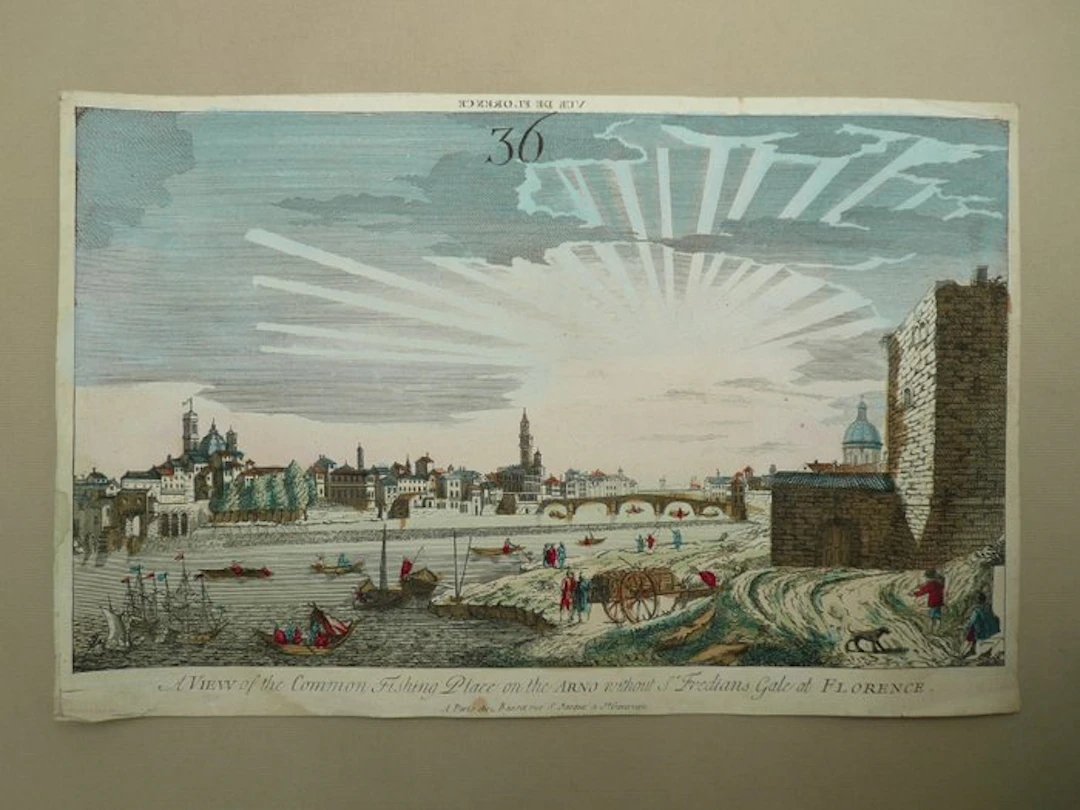 Italy - Firenze; Basset - A view of the common fishing...