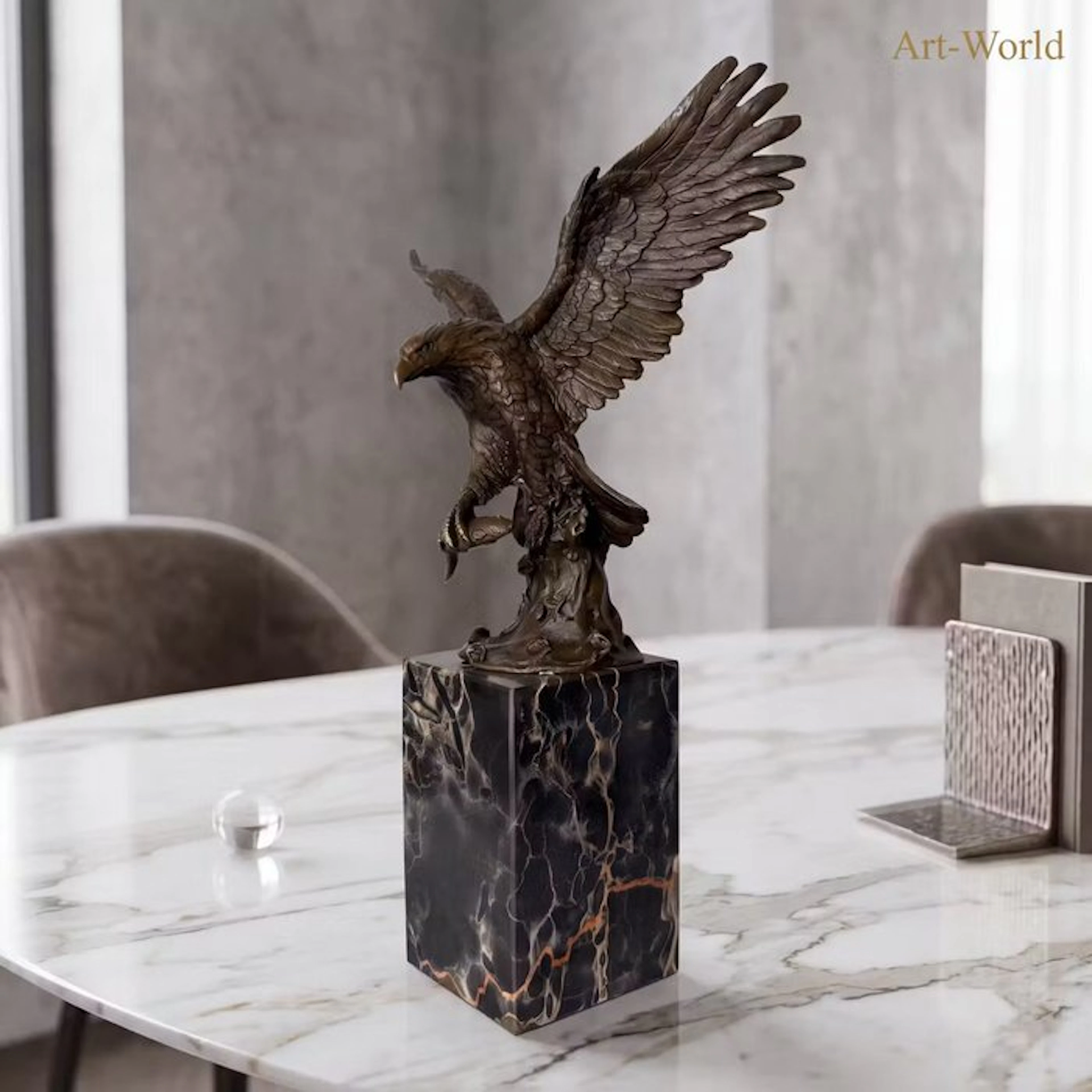 Statue, Exclusief sculptuur van een arend 35.5 cm / 3.3 kg - 35.5 cm - Bronze