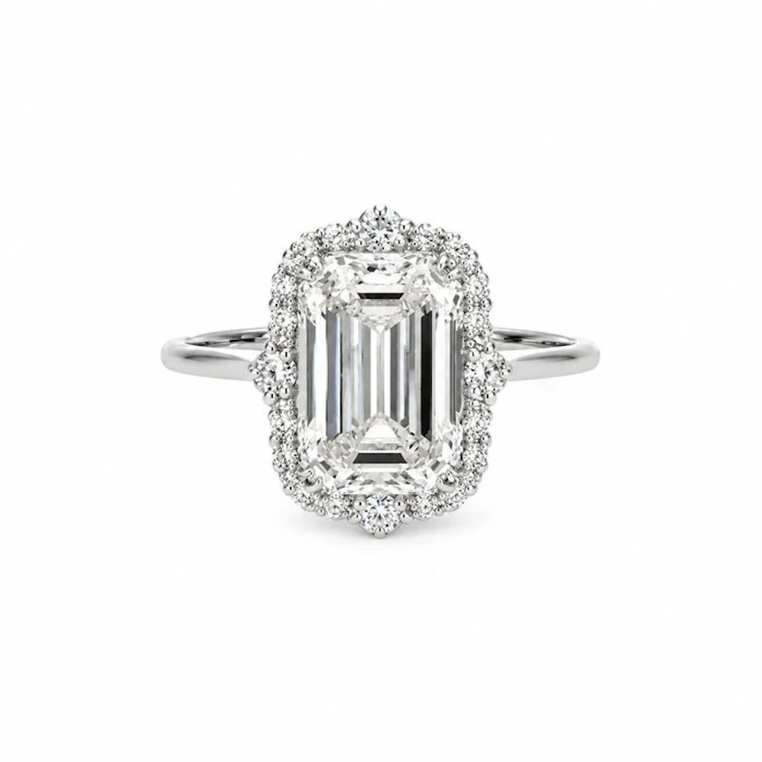 Ring - 14 kt. White gold - 4.06ct. tw. Diamond (Lab-grown) - Diamond