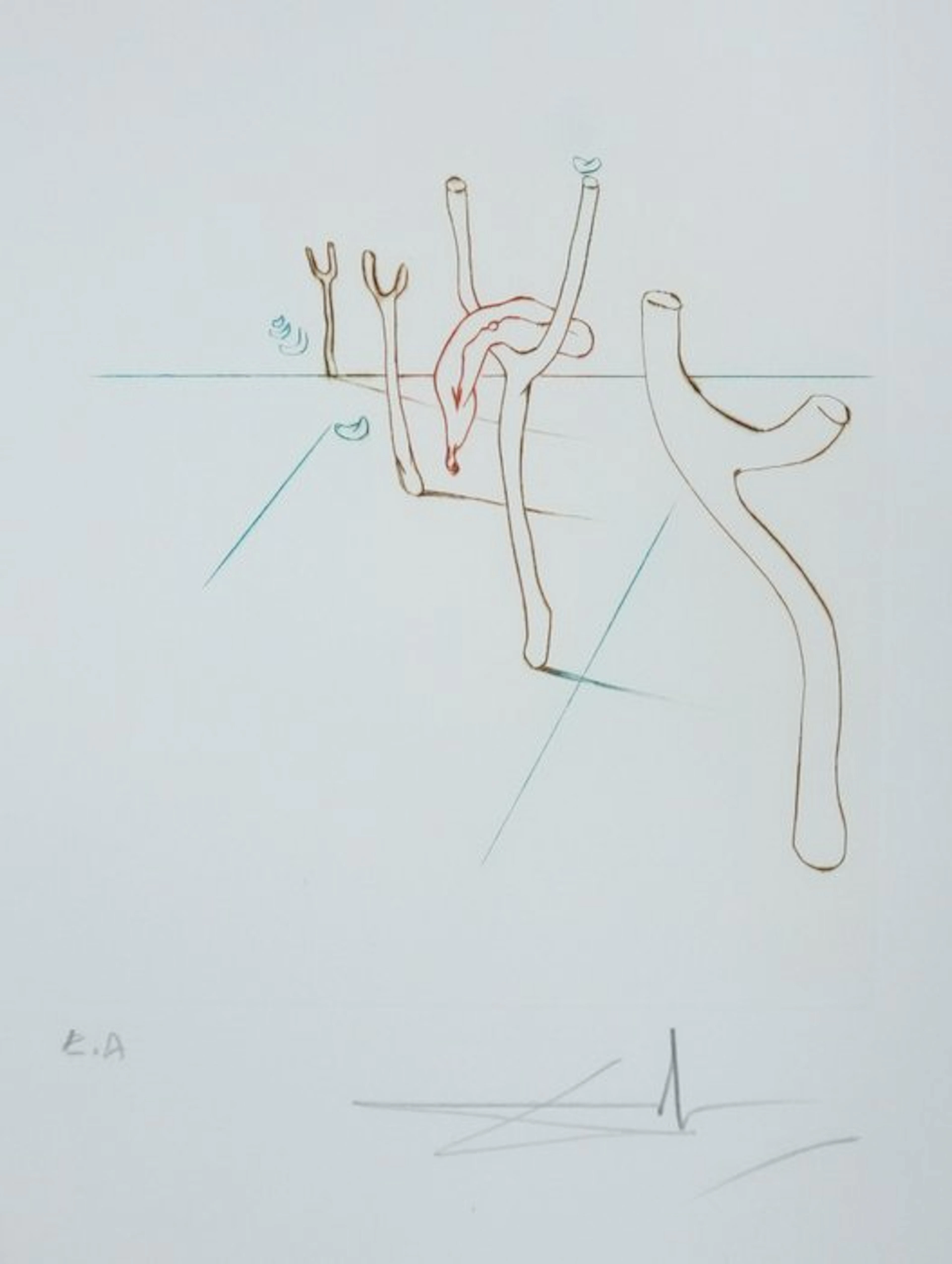 Salvador Dali (1904-1989) - Composition aux montres molles et béquilles